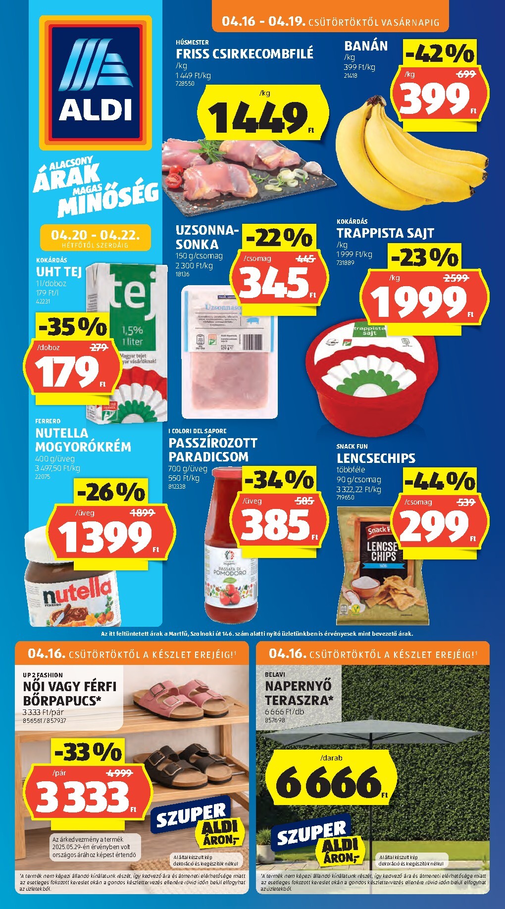 aldi - Aldi hirdetmény a következő hétre csütörtöktől 2026.04.16.-tól szerdától 2026.04.22.-ig