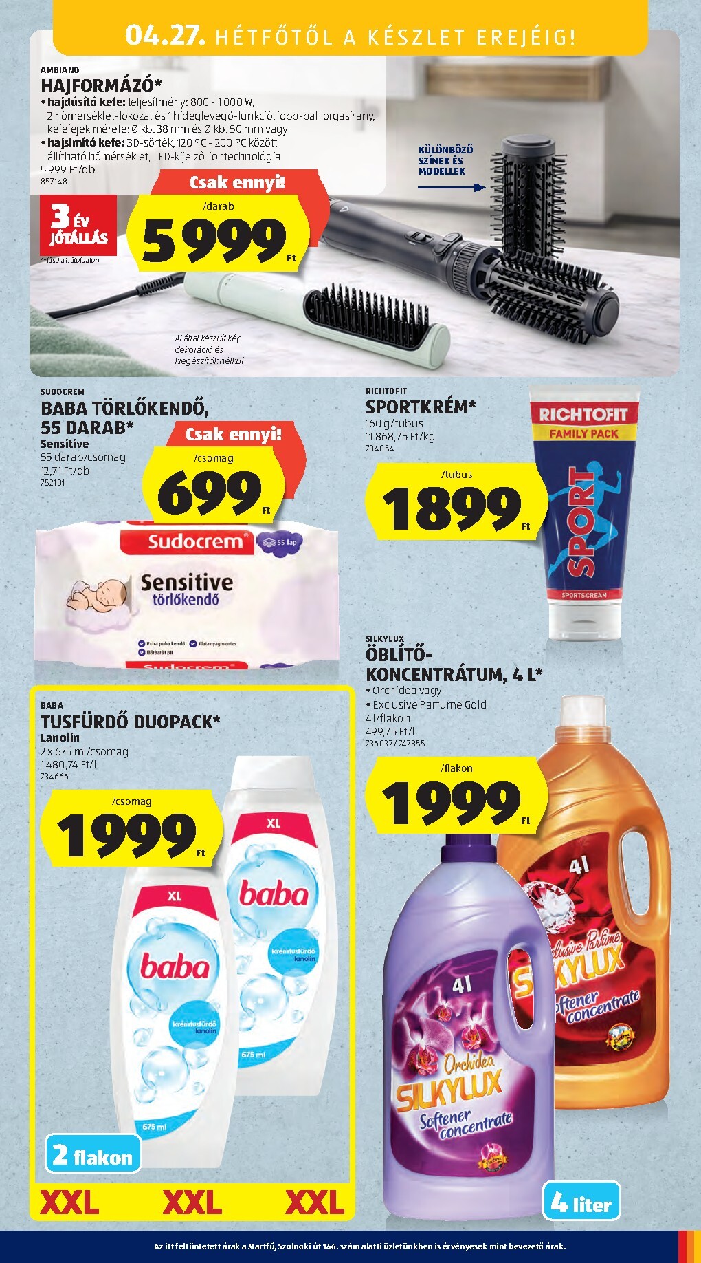 aldi - Aldi - Középső sor termékei hirdetmény a következő hétre csütörtöktől 2026.04.23.-tól szerdától 2026.04.29.-ig - page: 23