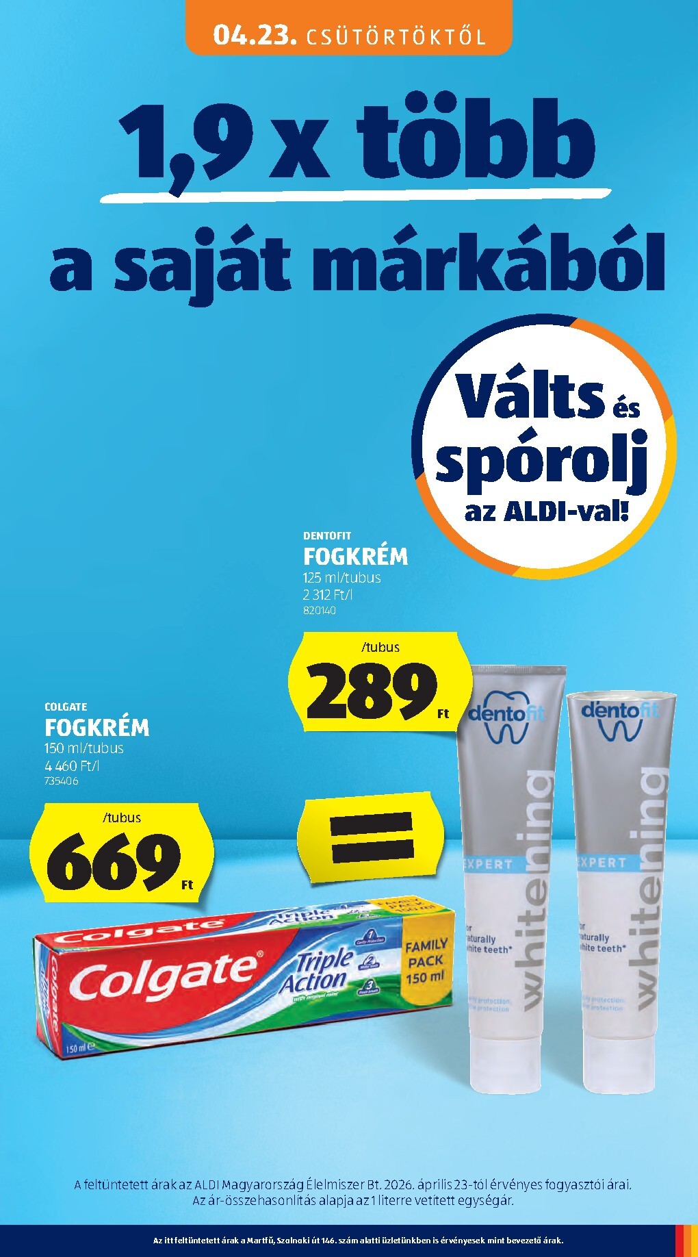 aldi - Aldi - Középső sor termékei hirdetmény a következő hétre csütörtöktől 2026.04.23.-tól szerdától 2026.04.29.-ig - page: 9