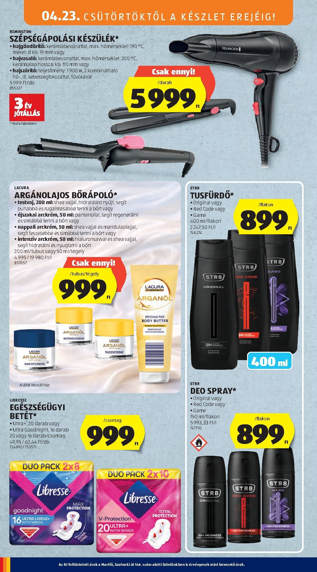 aldi - Aldi - Középső sor termékei hirdetmény a következő hétre csütörtöktől 2026.04.23.-tól szerdától 2026.04.29.-ig - page: 8