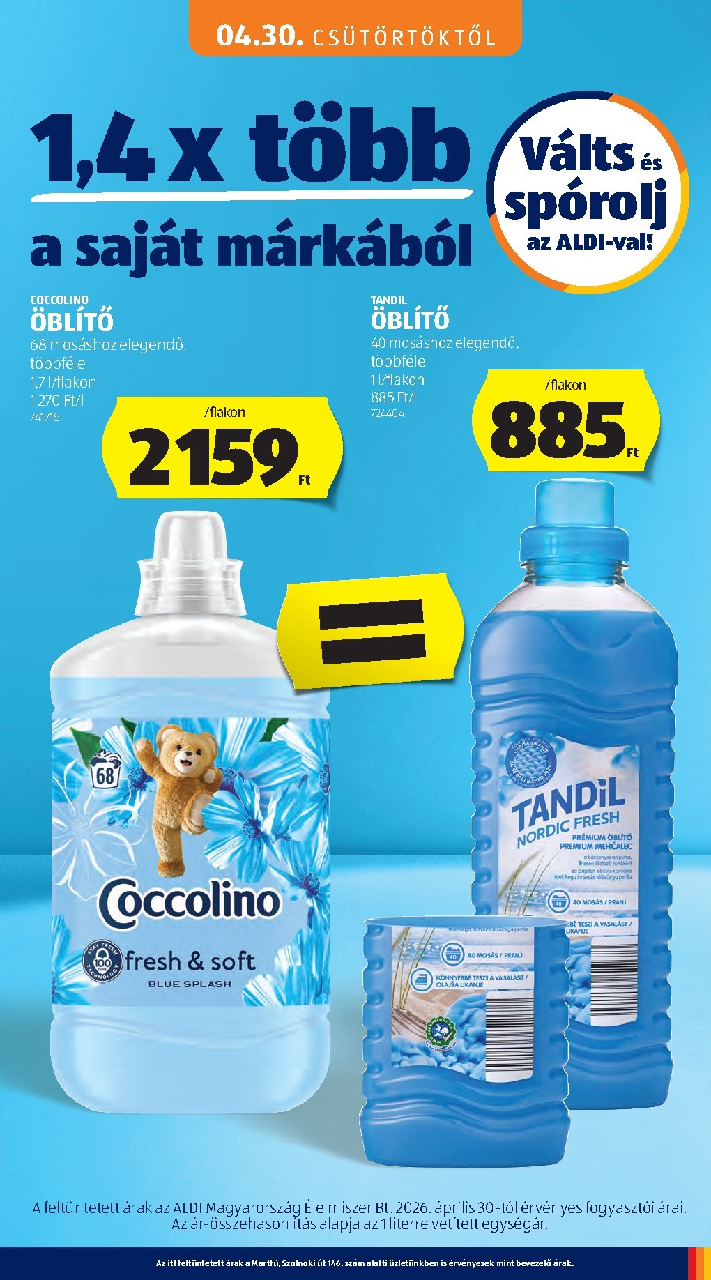 aldi - Aldi - Középső sor termékei hirdetmény a következő hétre csütörtöktől 2026.04.30.-tól szerdától 2026.05.06.-ig - page: 9