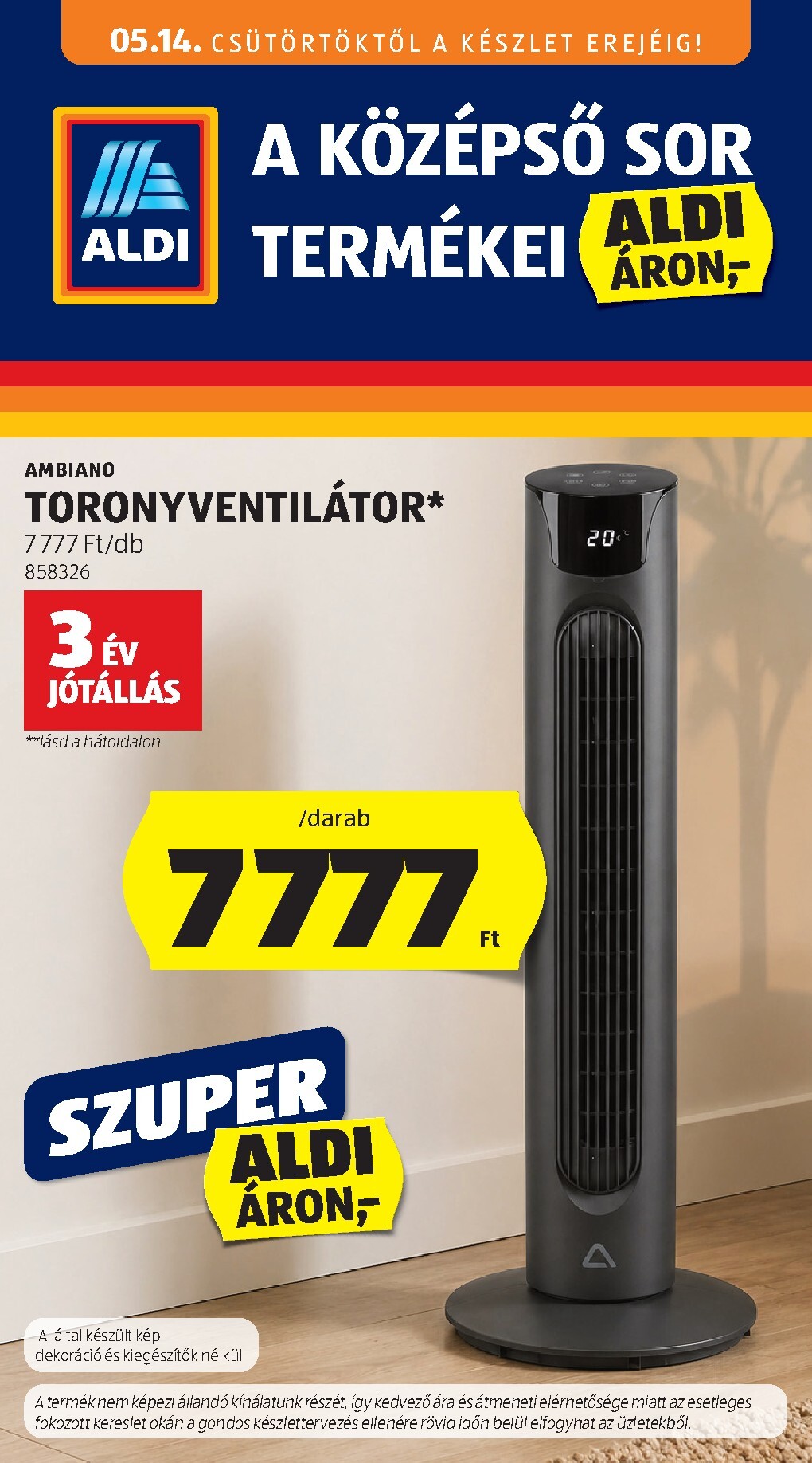 aldi - Aldi - Középső sor termékei hirdetmény a következő hétre csütörtöktől 2026.05.14.-tól szerdától 2026.05.20.-ig
