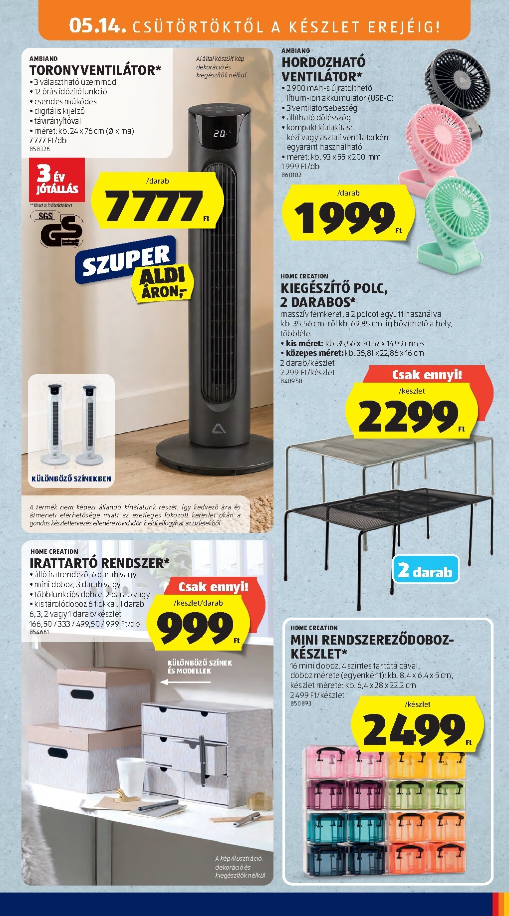aldi - Aldi - Középső sor termékei hirdetmény a következő hétre csütörtöktől 2026.05.14.-tól szerdától 2026.05.20.-ig - page: 3