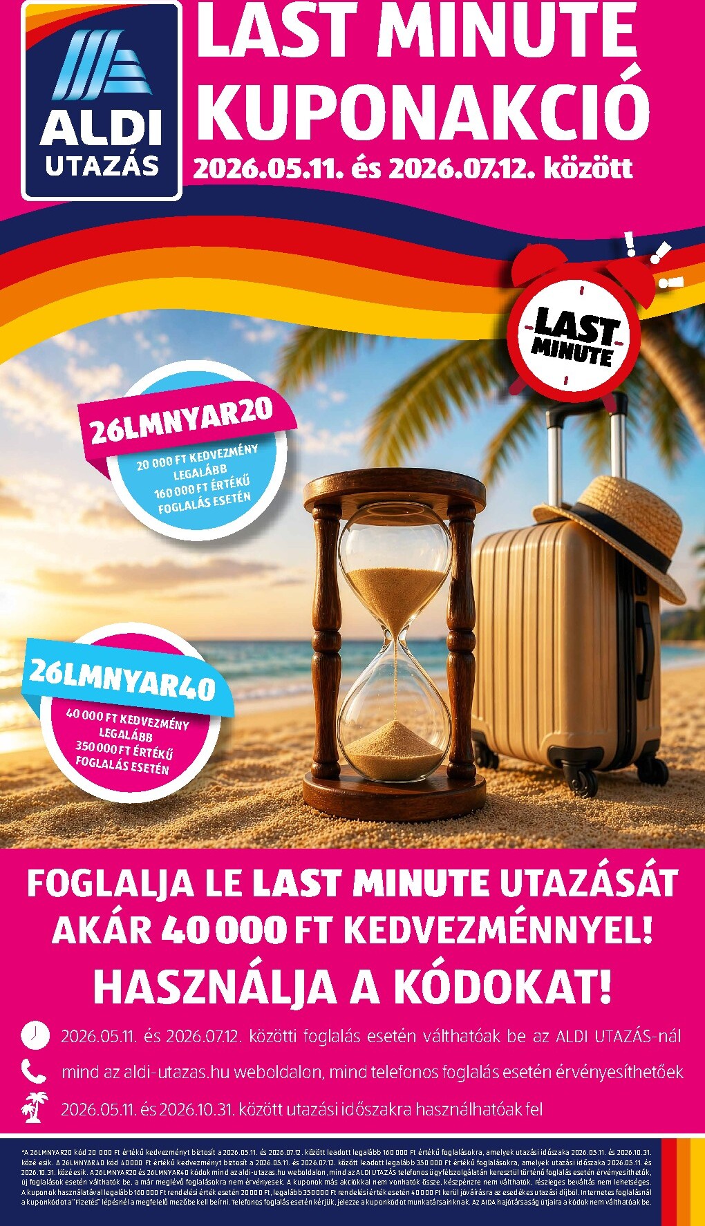 aldi - Aldi - Utazás katalógus hirdetmény a következő hétre hétfőtől 2026.05.11.-tól vasárnaptól 2026.07.12.-ig