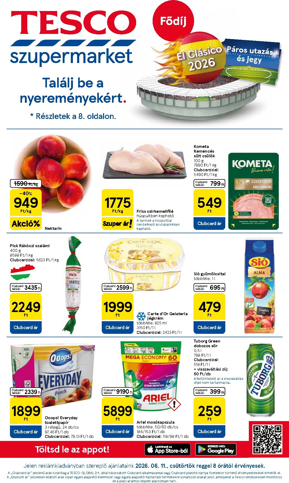 tesco - Tesco szupermarket hirdetmény a következő hétre csütörtöktől 2026.06.11.-tól szerdától 2026.06.17.-ig - page: 1