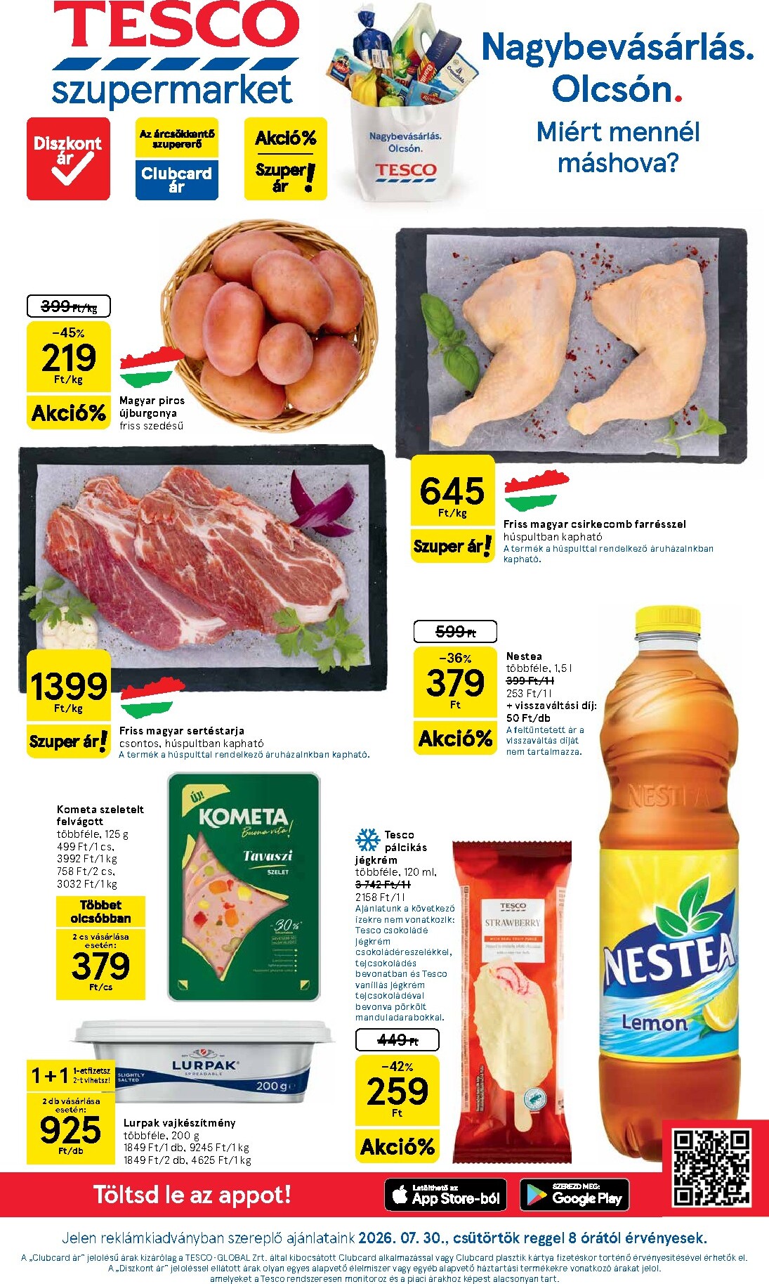 tesco - A jövőbeli Tesco szupermarket akciós újság csütörtöktől 2026.07.30.-tól szerdától 2026.08.05.-ig érvényes. - page: 1