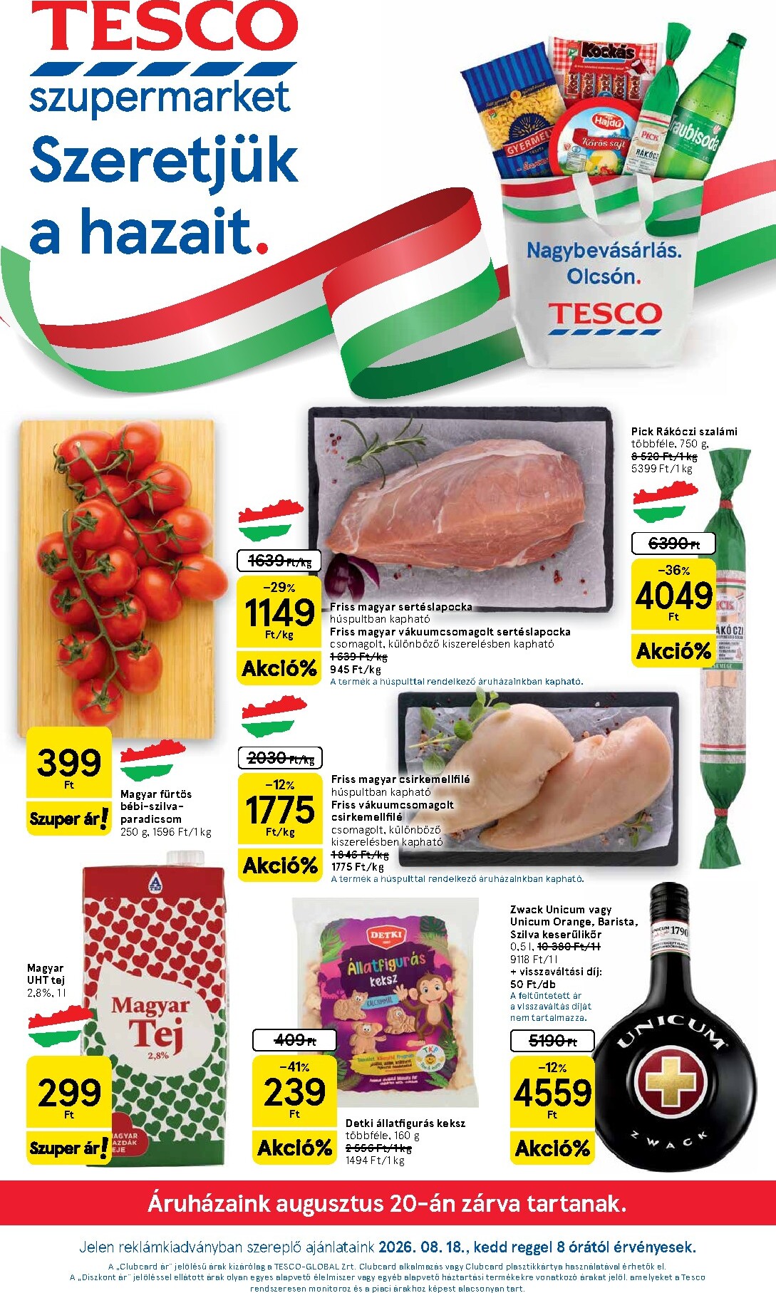 tesco - A jövőbeli Tesco szupermarket akciós újság keddtől 2026.08.18.-tól szerdától 2026.08.26.-ig érvényes. - page: 1