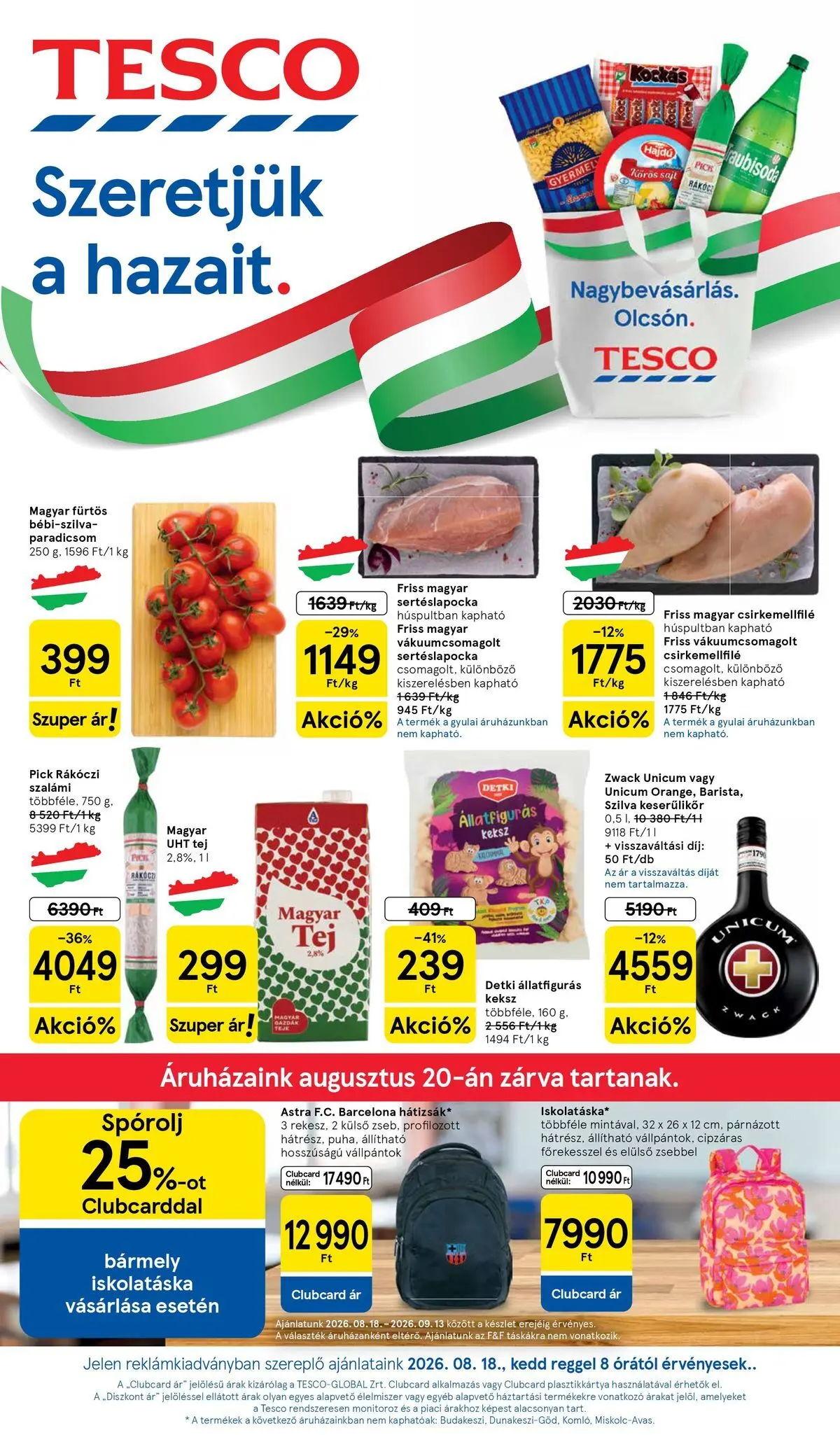 tesco - Aktuális Tesco szórólap érvényes keddtől 2026.08.18.-től szerdától 2026.08.26.-ig
