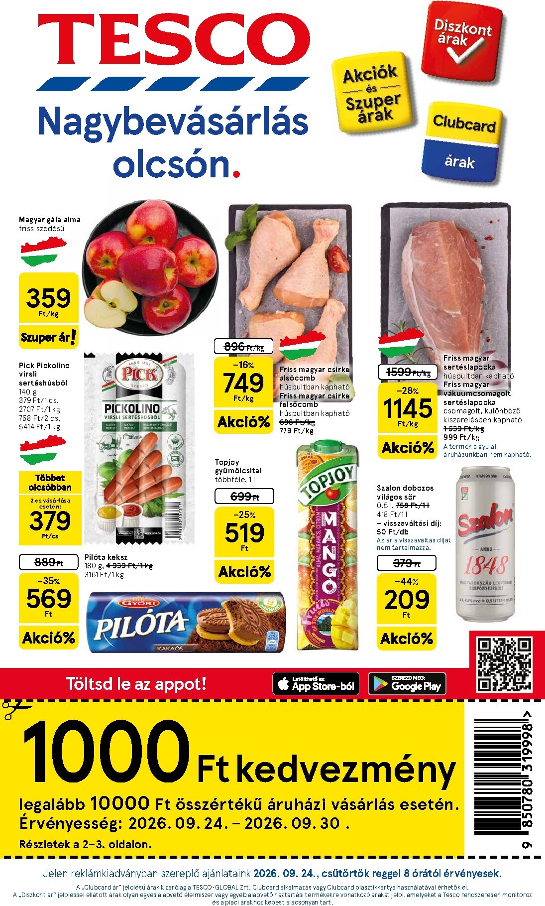 tesco - A jövőbeli Tesco akciós újság csütörtöktől 2026.09.24.-tól szerdától 2026.09.30.-ig érvényes.