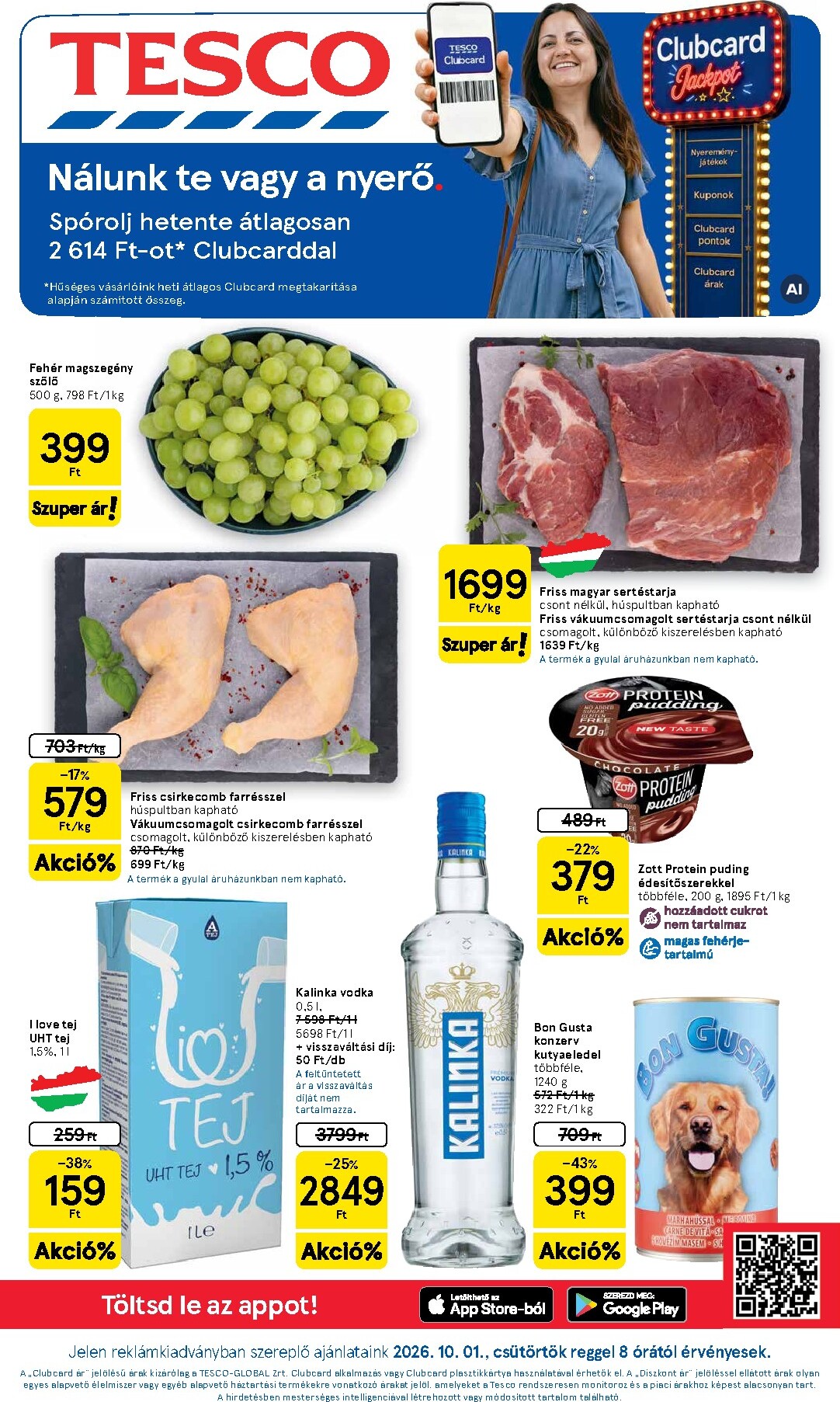 tesco - A jövőbeli Tesco akciós újság csütörtöktől 2026.10.01.-tól szerdától 2026.10.07.-ig érvényes.