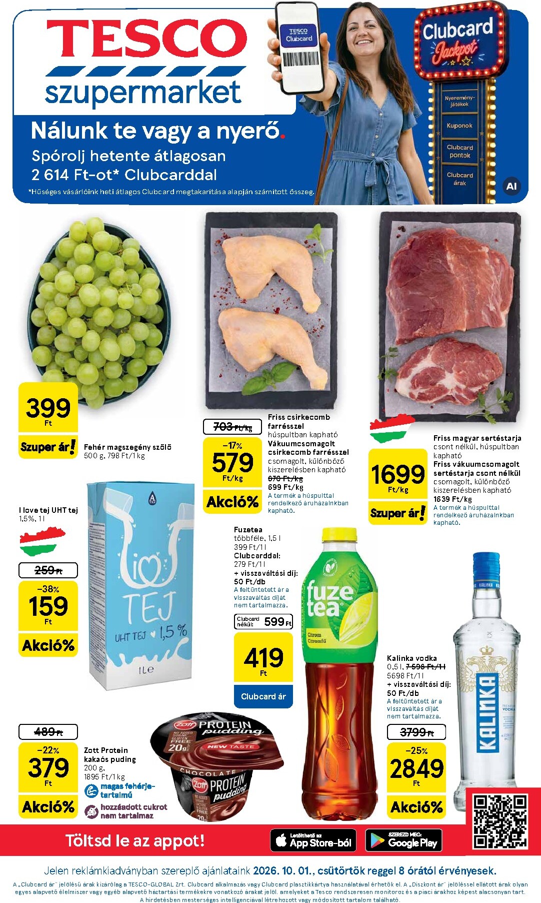 tesco - A jövőbeli Tesco szupermarket akciós újság csütörtöktől 2026.10.01.-tól szerdától 2026.10.07.-ig érvényes.