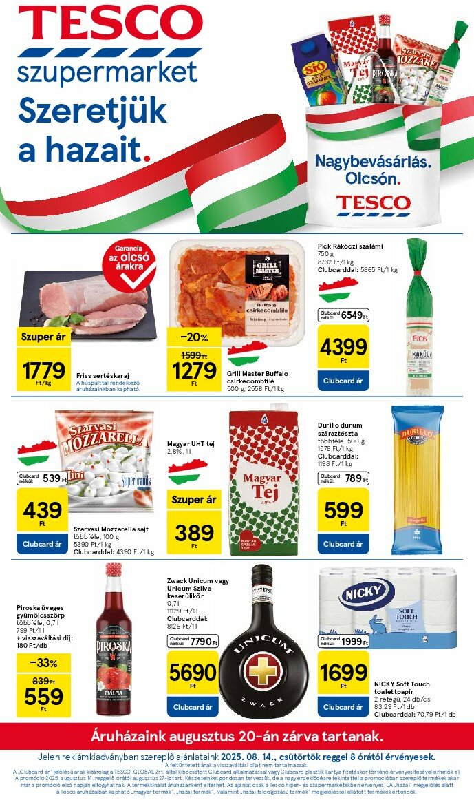 tesco - Tesco szupermarket akciós újság, érvényes 08.14. - 08.20.