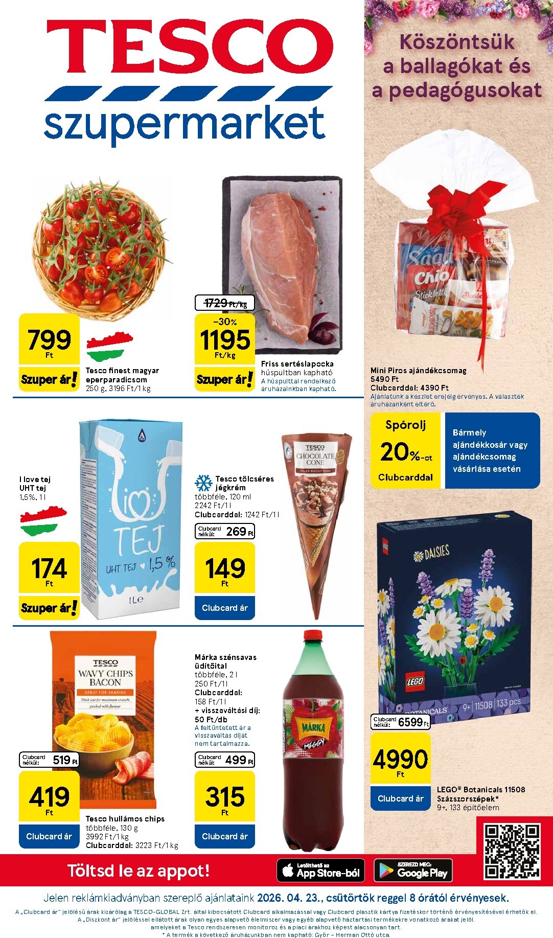 tesco - Tesco - szupermarket hirdetmény a következő hétre csütörtöktől 2026.04.23.-tól szerdától 2026.04.29.-ig