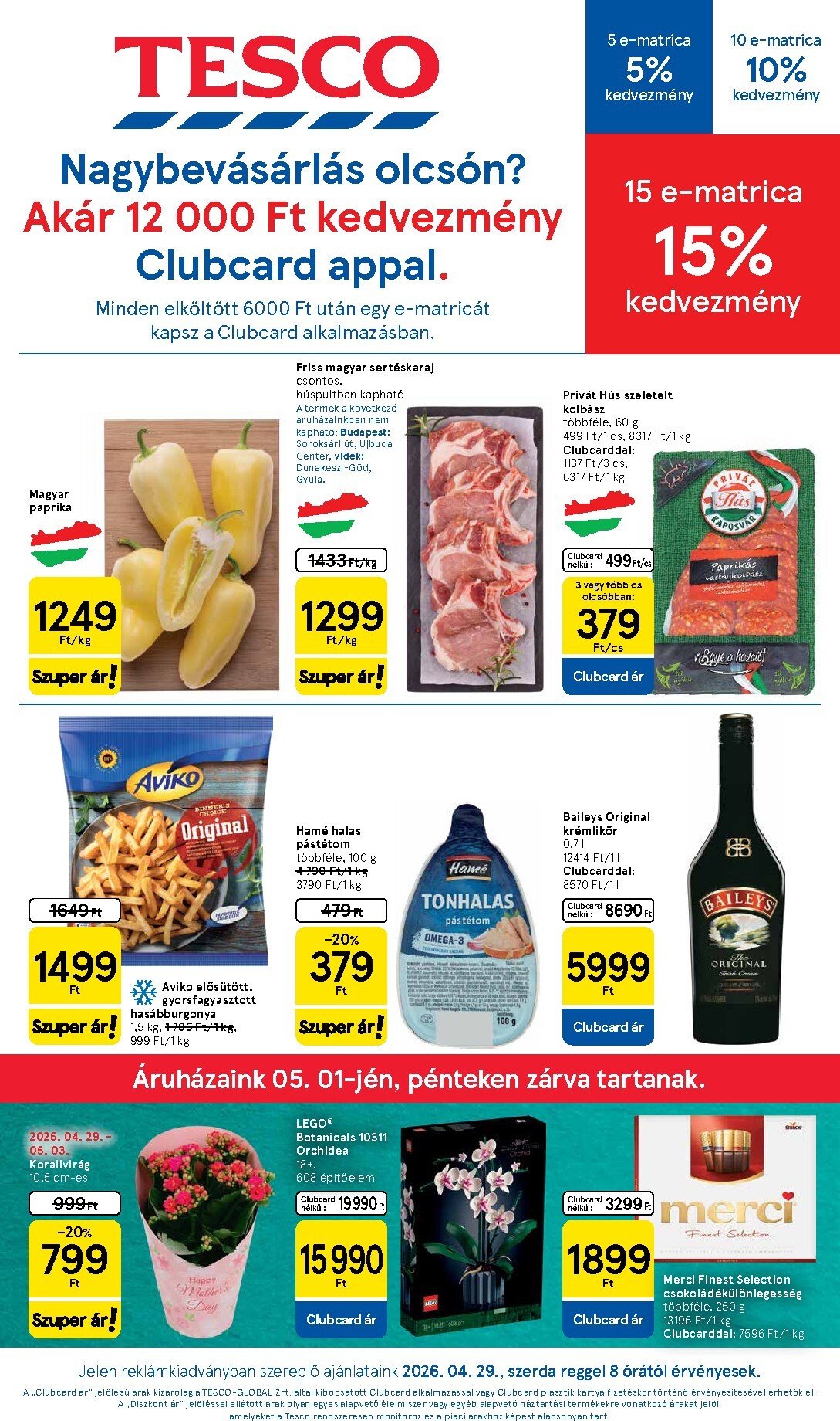 tesco - Tesco hirdetmény a következő hétre szerdától 2026.04.29.-tól szerdától 2026.05.06.-ig
