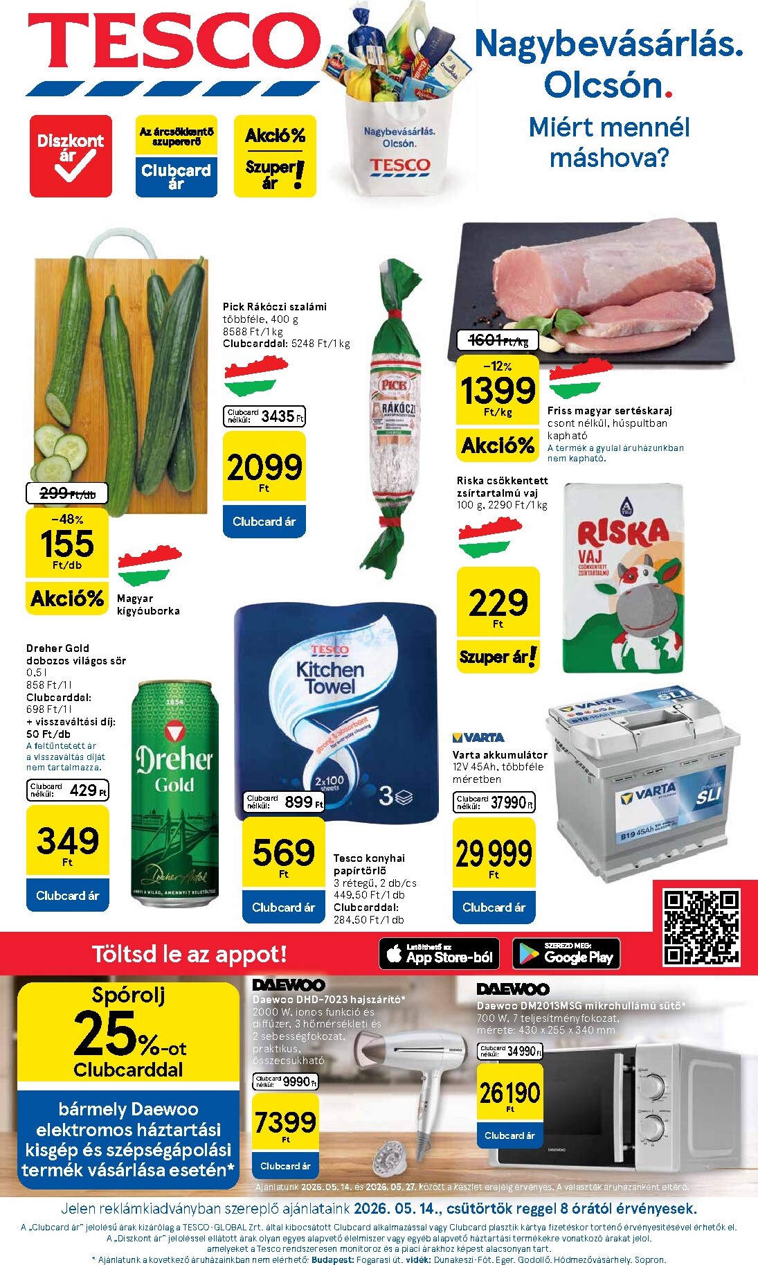 tesco - Tesco hirdetmény a következő hétre csütörtöktől 2026.05.14.-tól szerdától 2026.05.20.-ig - page: 1