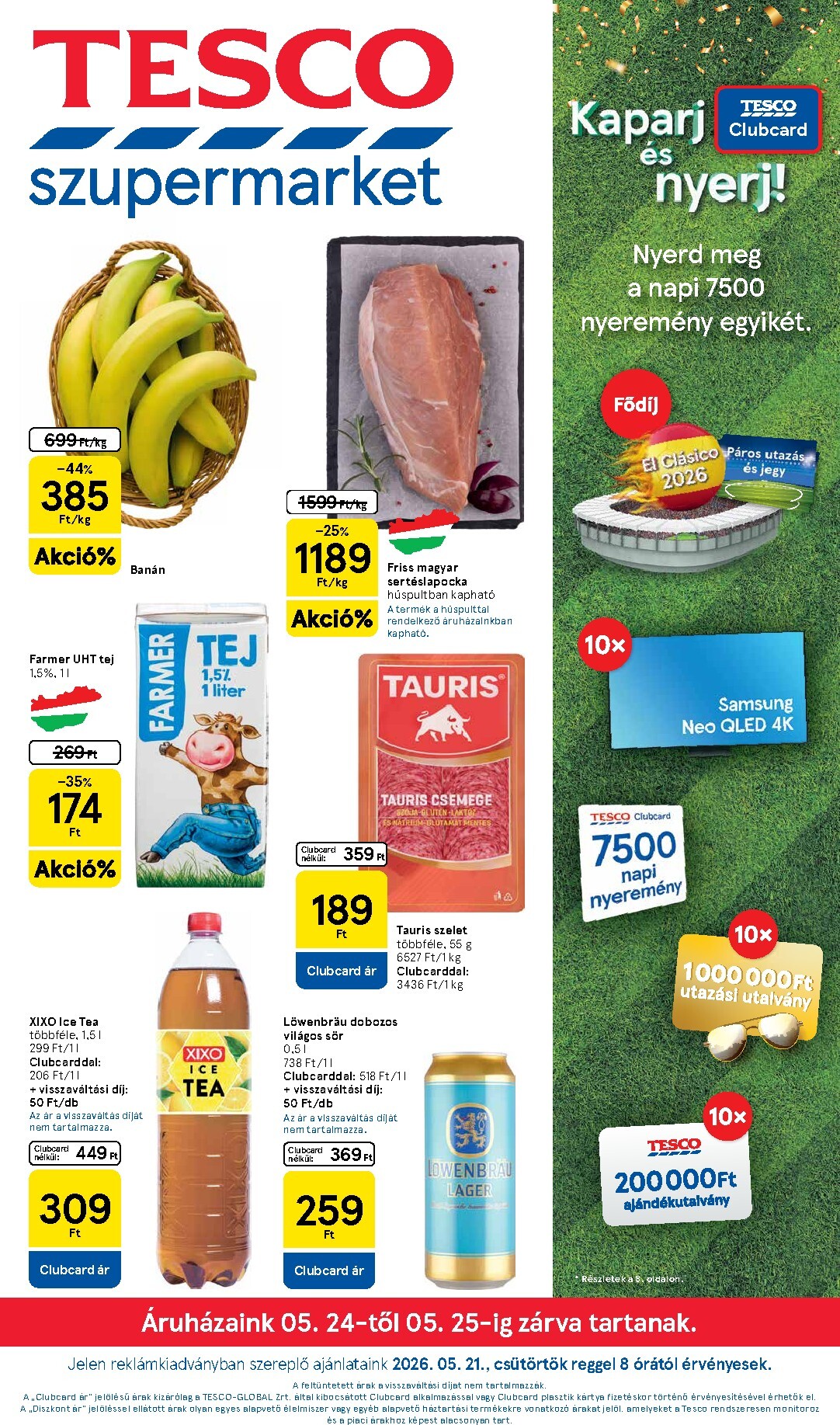 tesco - Tesco szupermarket hirdetmény a következő hétre csütörtöktől 2026.05.21.-tól szerdától 2026.05.27.-ig - page: 1