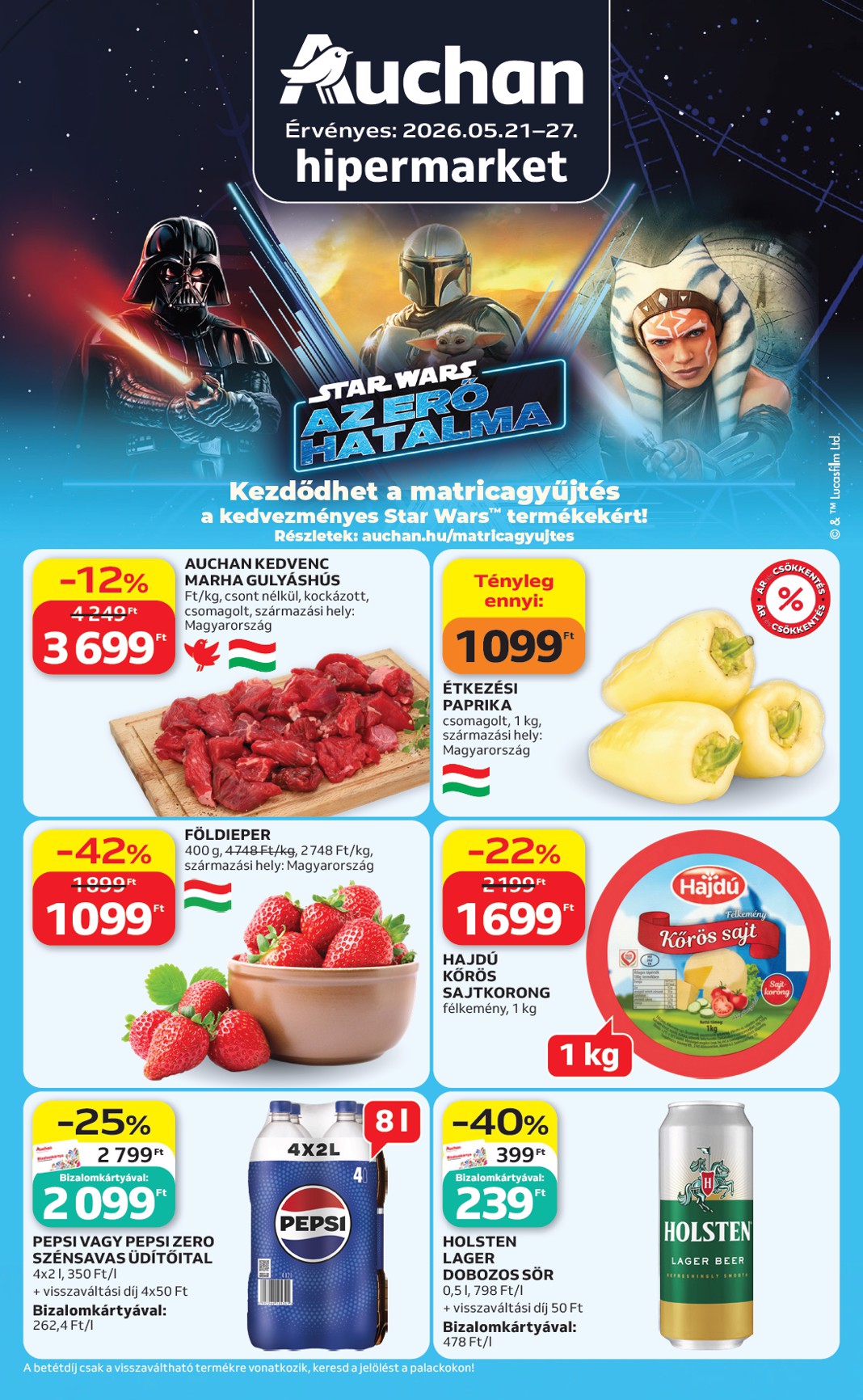 auchan - A jövőbeli Auchan Hipermarket akciós újság csütörtöktől 2026.05.21.-tól szerdától 2026.05.27.-ig érvényes.