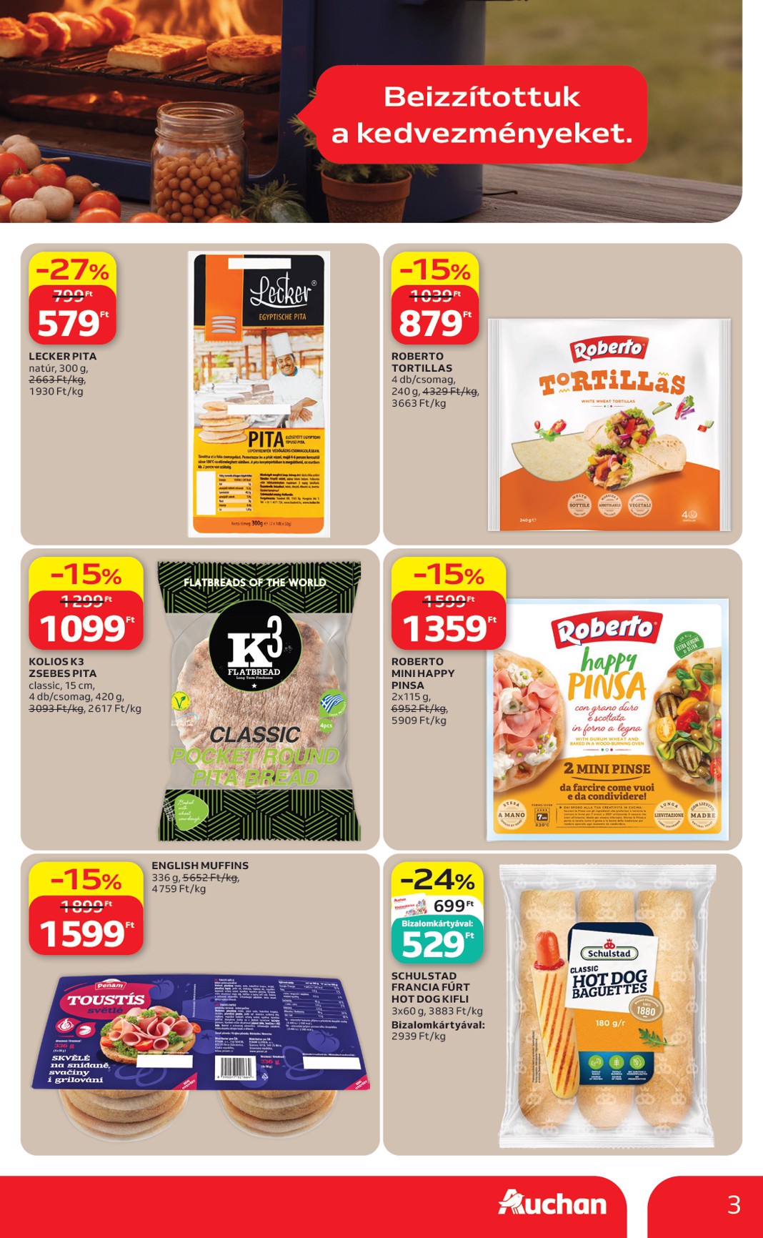 auchan - A jövőbeli Auchan - Grill Ajánlataink akciós újság csütörtöktől 2026.05.21.-tól szerdától 2026.06.03.-ig érvényes. - page: 3