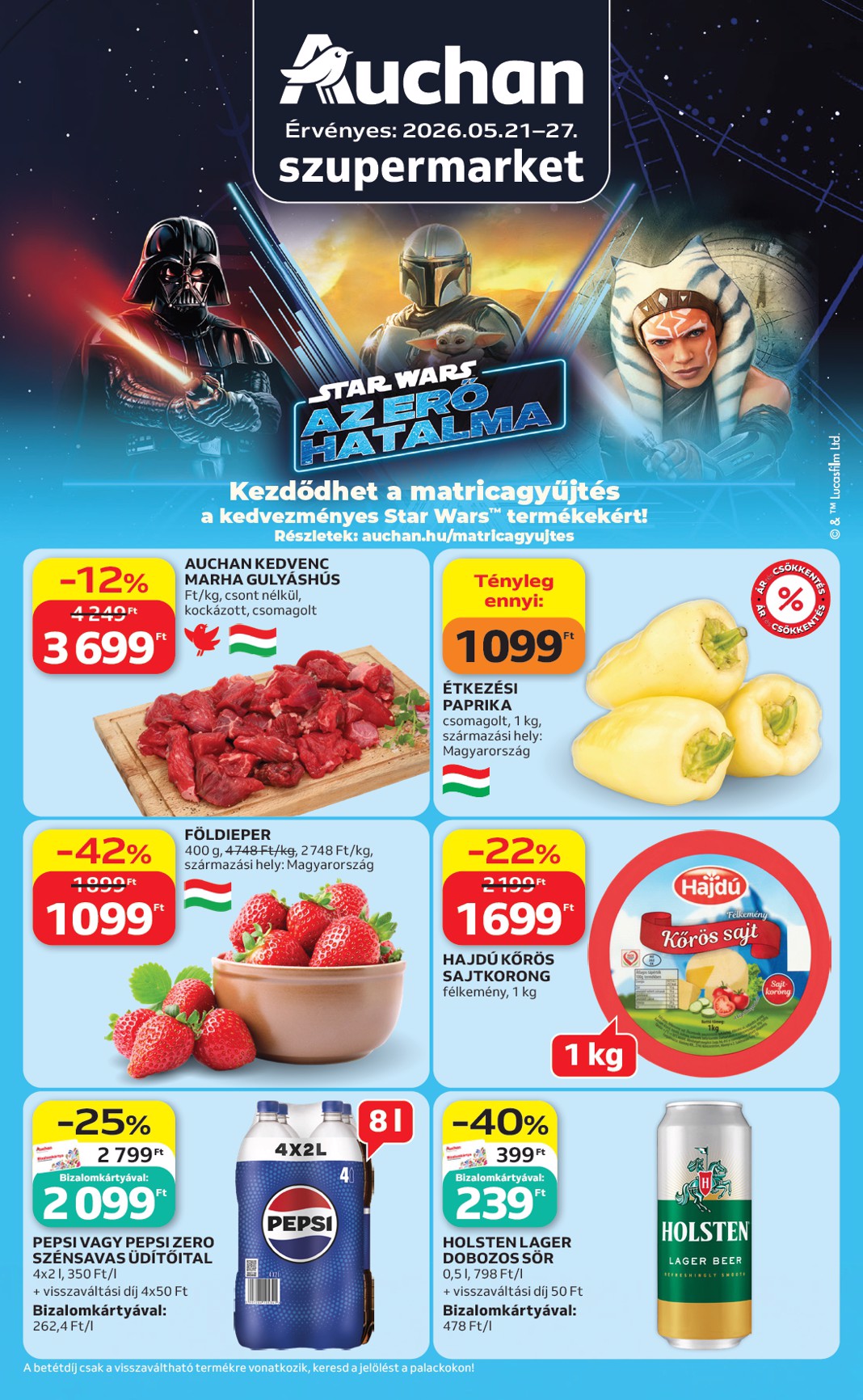 auchan - A jövőbeli Auchan szupermarket akciós újság csütörtöktől 2026.05.21.-tól szerdától 2026.05.27.-ig érvényes.