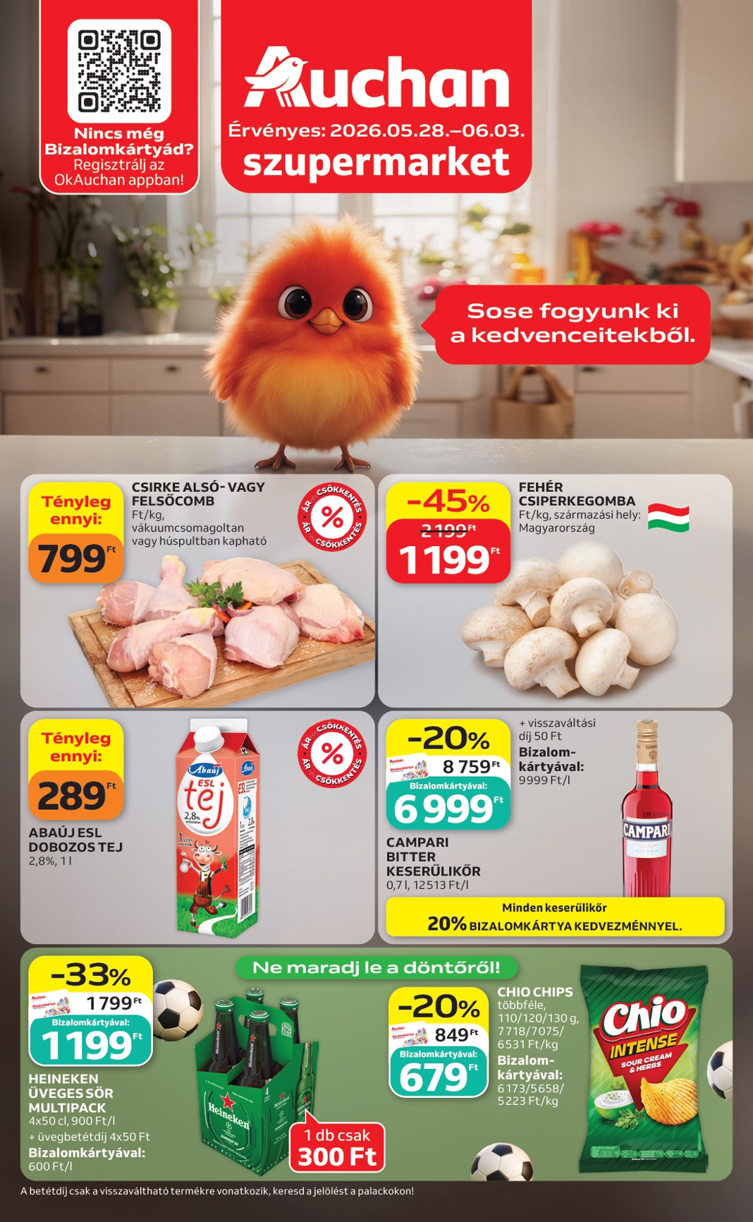 auchan - A jövőbeli Auchan szupermarket akciós újság csütörtöktől 2026.05.28.-tól szerdától 2026.06.03.-ig érvényes.