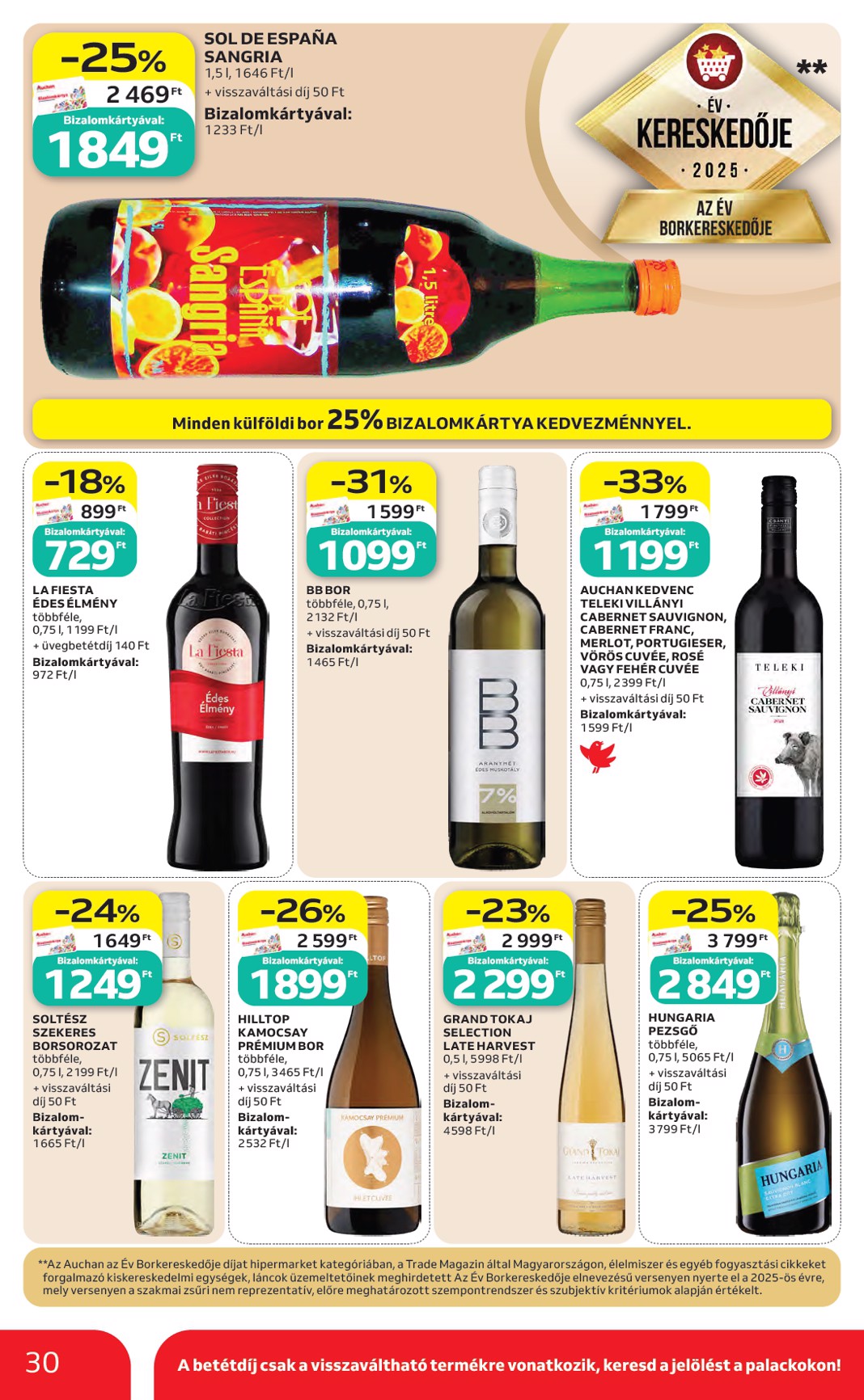 auchan - A jövőbeli Auchan hipermarket akciós újság csütörtöktől 2026.06.04.-tól szerdától 2026.06.10.-ig érvényes. - page: 30