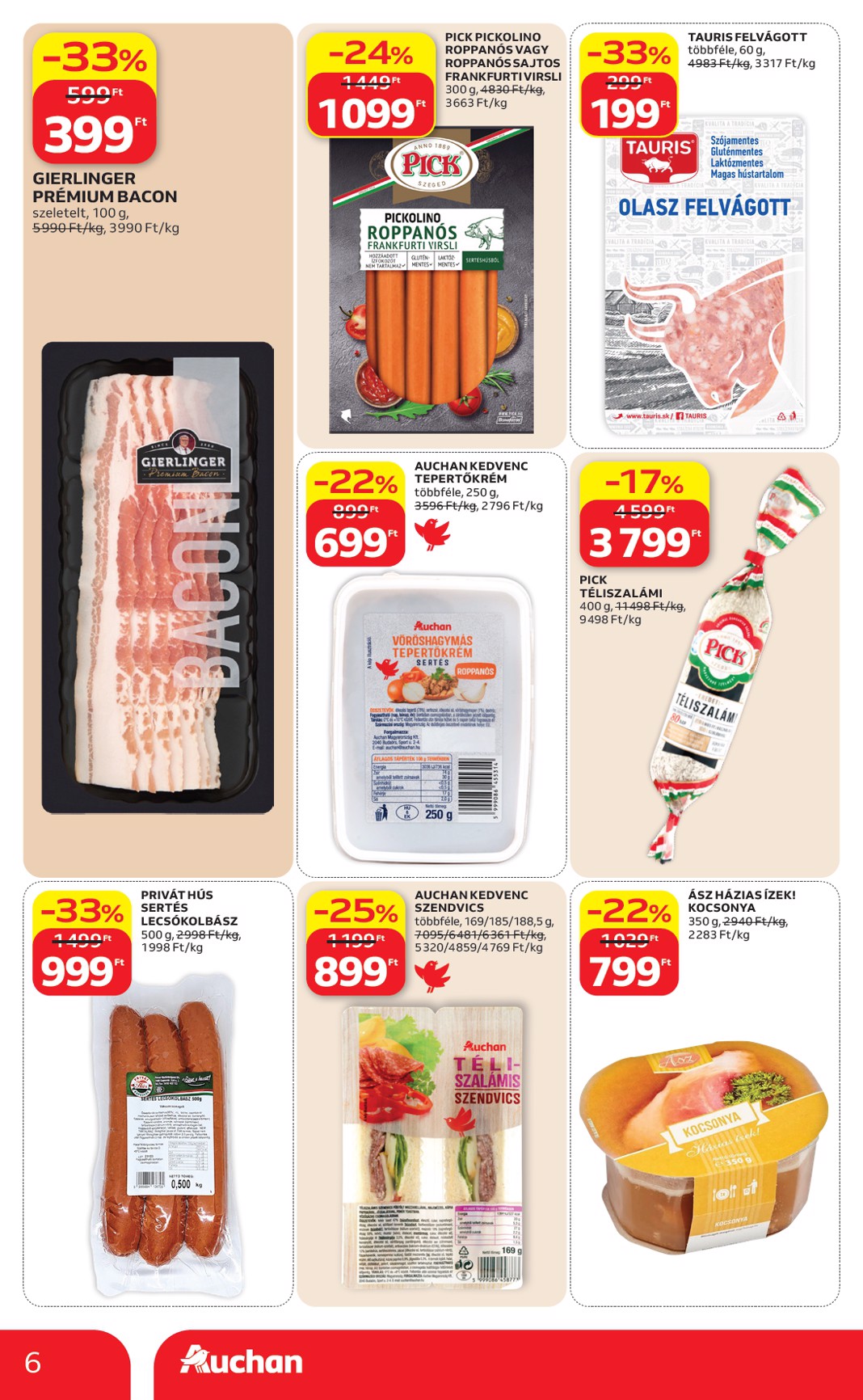 auchan - A jövőbeli Auchan szupermarket akciós újság csütörtöktől 2026.06.04.-tól szerdától 2026.06.10.-ig érvényes. - page: 6