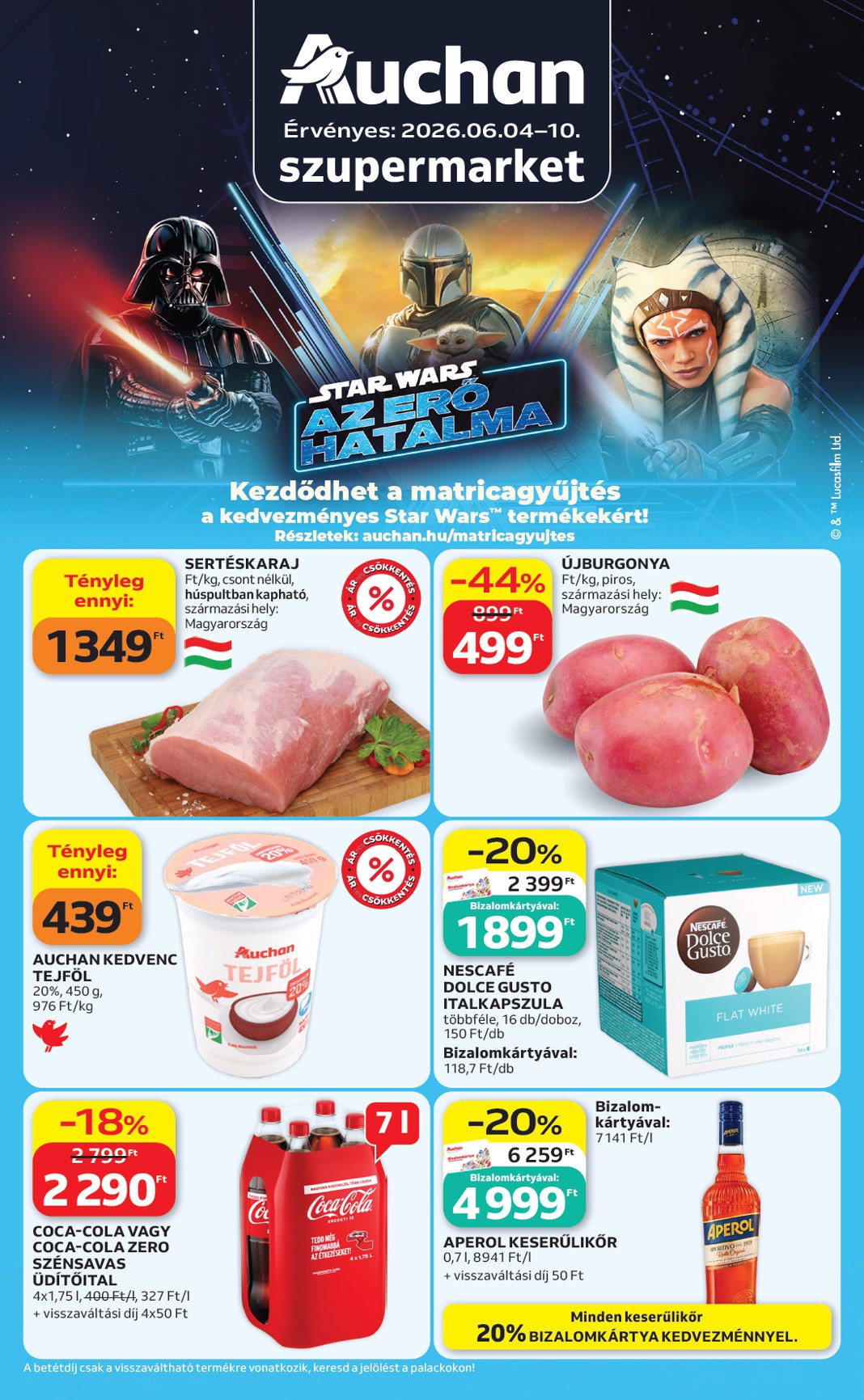 auchan - A jövőbeli Auchan szupermarket akciós újság csütörtöktől 2026.06.04.-tól szerdától 2026.06.10.-ig érvényes.