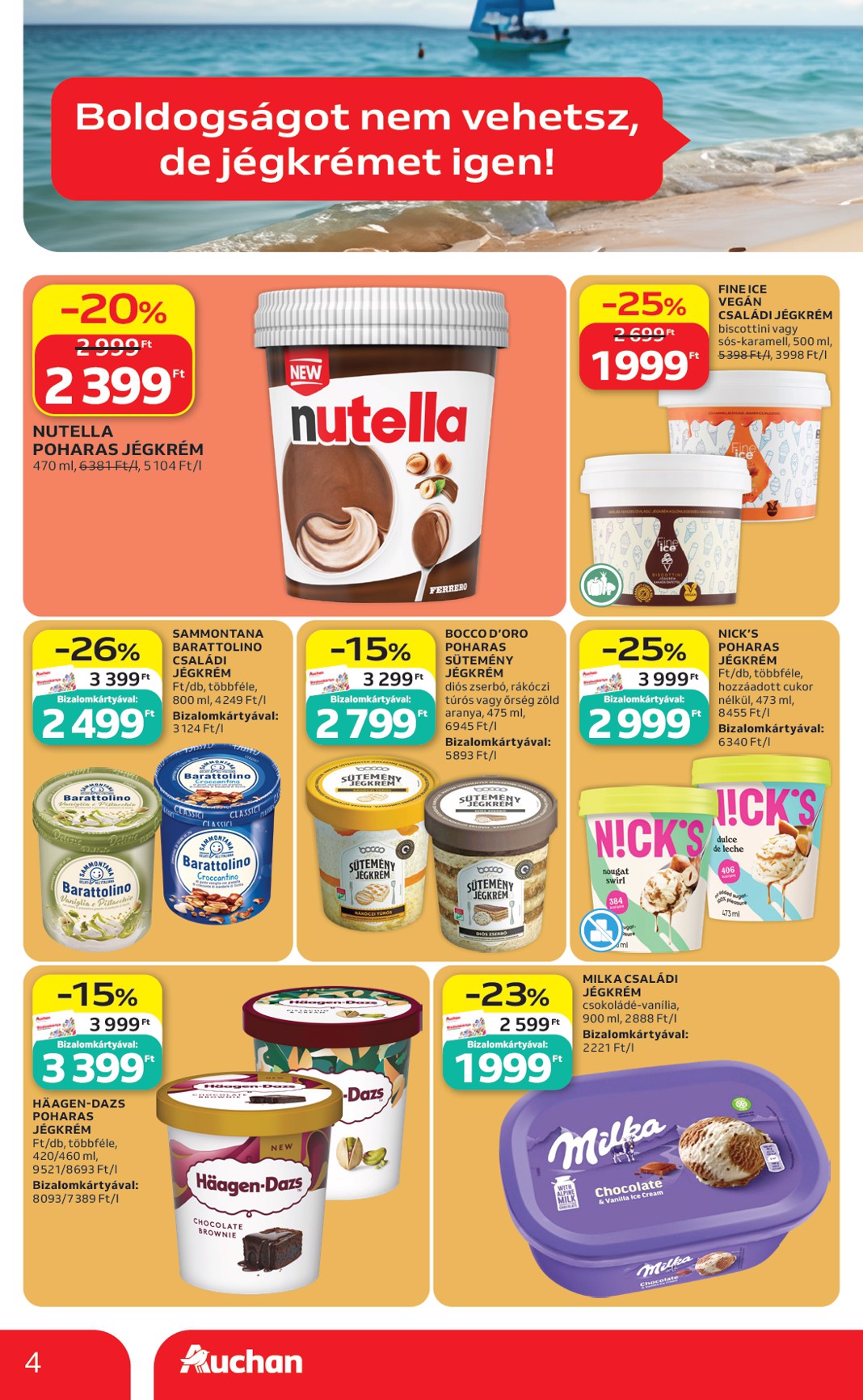 auchan - Aktuális Auchan Hipermarket - Jégkrém ajánlataink szórólap érvényes csütörtöktől 2026.06.18.-től szerdától 2026.06.24.-ig - page: 4