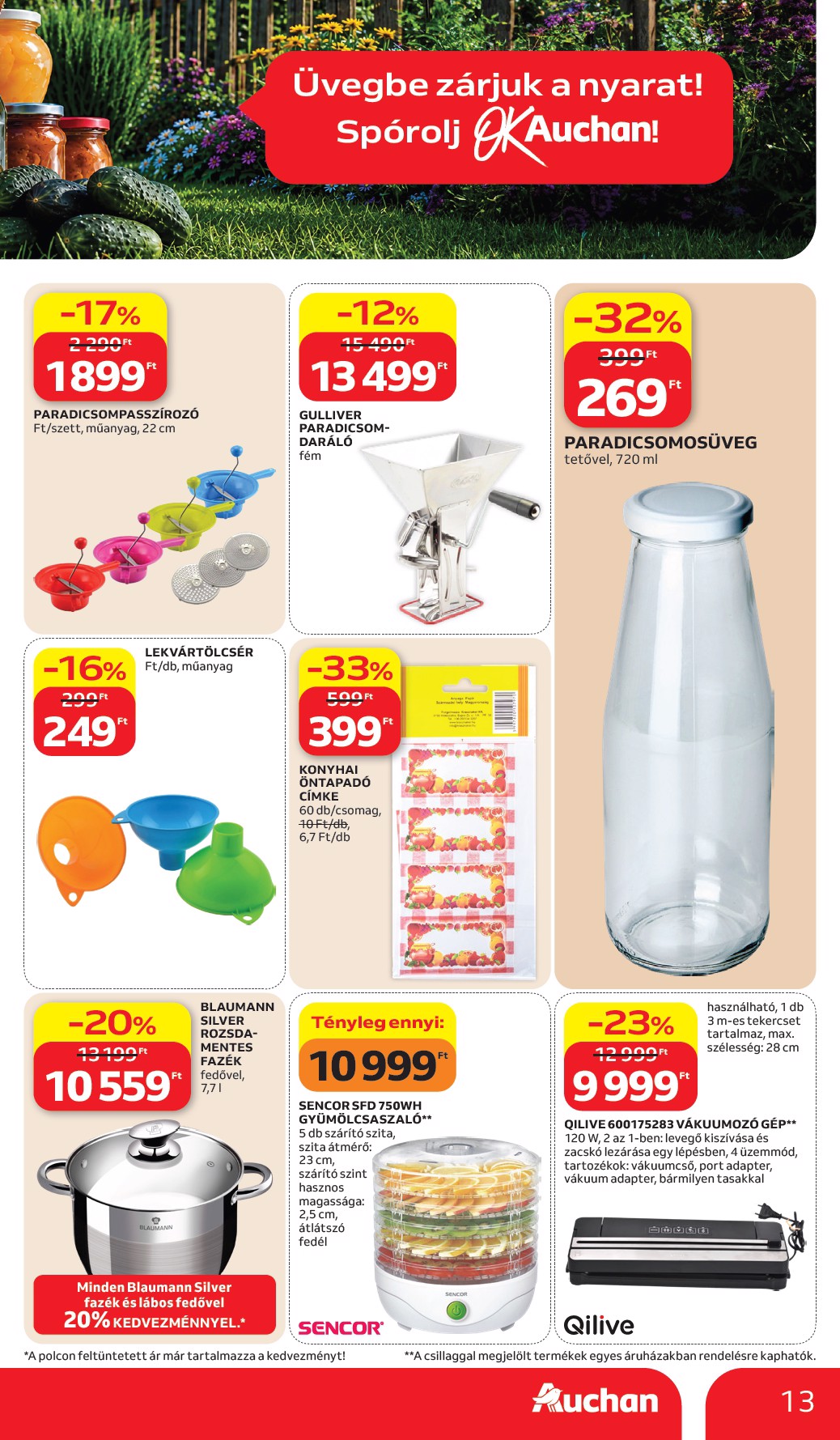 auchan - A jövőbeli Auchan Hipermarket akciós újság csütörtöktől 2026.07.02.-tól szerdától 2026.07.08.-ig érvényes. - page: 13