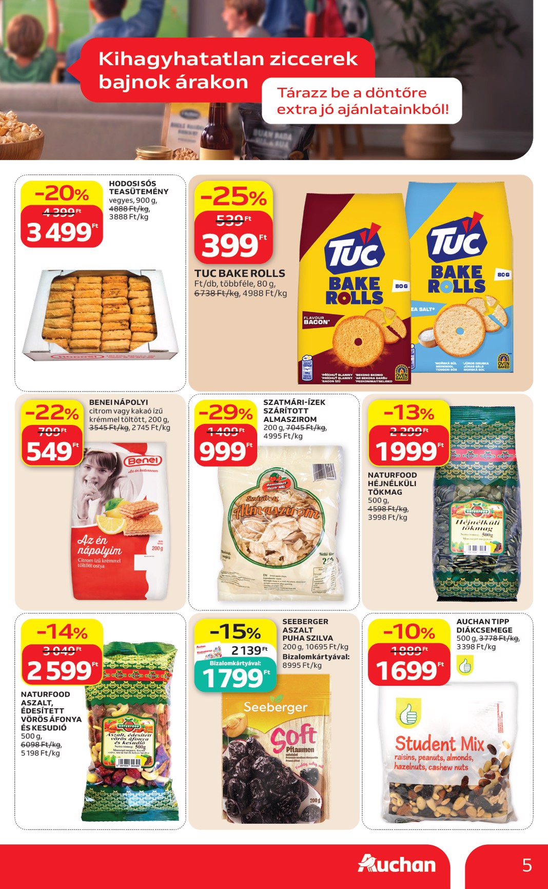 auchan - A jövőbeli Auchan Hipermarket - Kihagyhatatlan ziccerek bajnok árakon akciós újság csütörtöktől 2026.07.09.-tól szerdától 2026.07.22.-ig érvényes. - page: 5