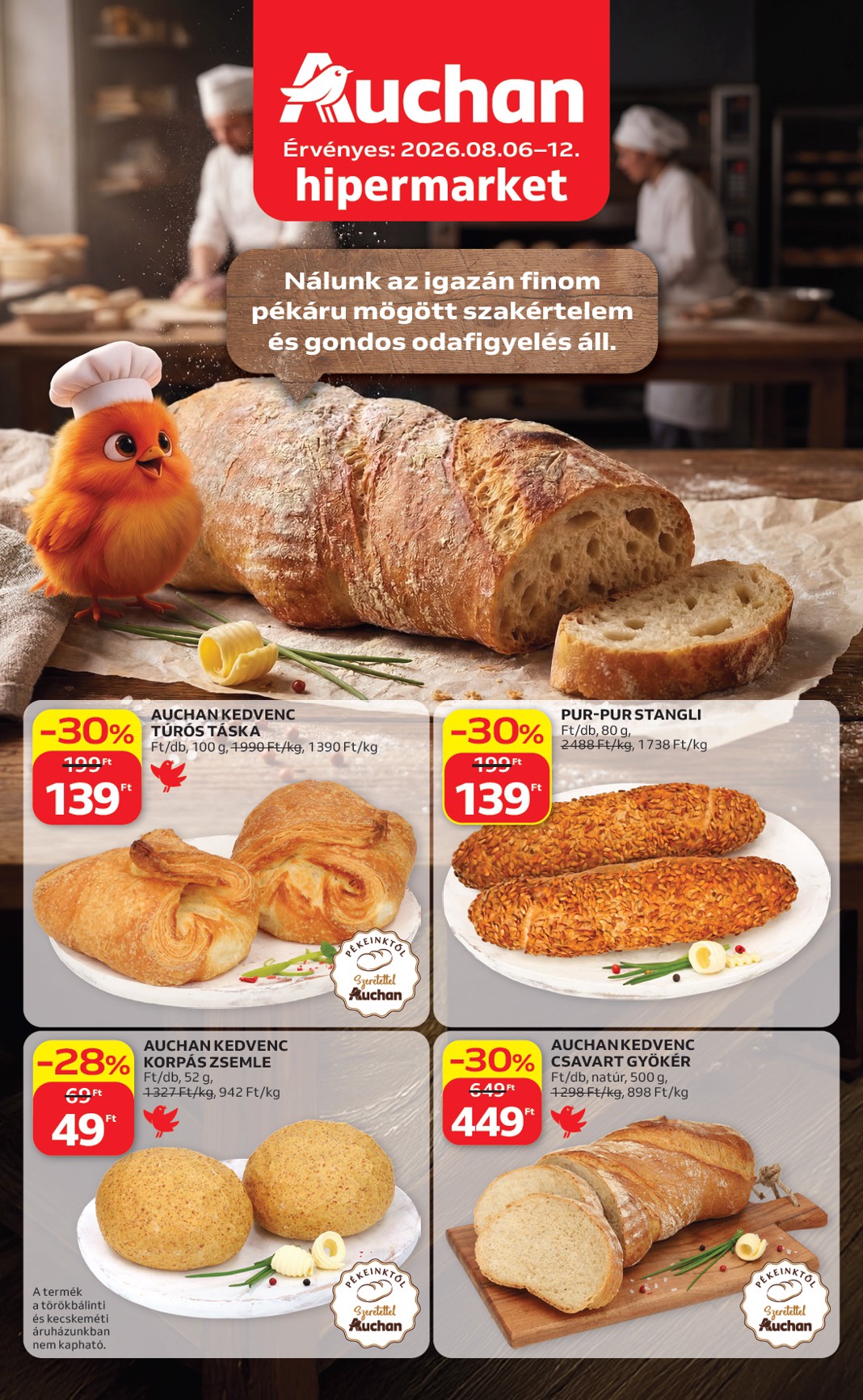 auchan - A jövőbeli Auchan Hipermarket - Péksütemények akciós újság csütörtöktől 2026.08.06.-tól szerdától 2026.08.12.-ig érvényes. - page: 1