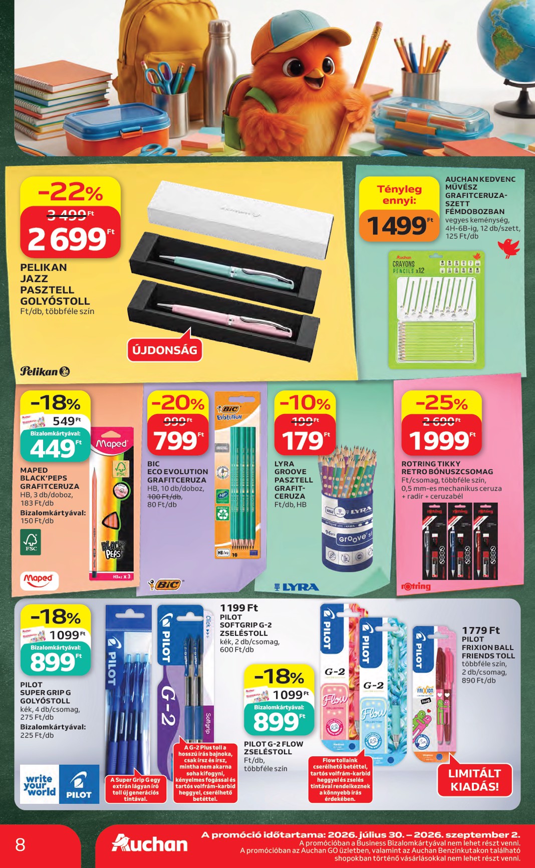 auchan - A jövőbeli Auchan Hipermarket - Back to School akciós újság csütörtöktől 2026.08.06.-tól szerdától 2026.08.19.-ig érvényes. - page: 8