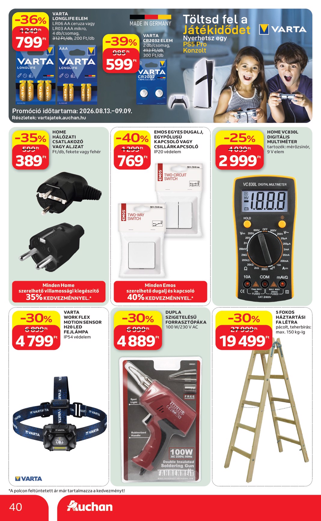 auchan - A jövőbeli Auchan Hipermarket akciós újság csütörtöktől 2026.08.13.-tól szerdától 2026.08.19.-ig érvényes. - page: 40