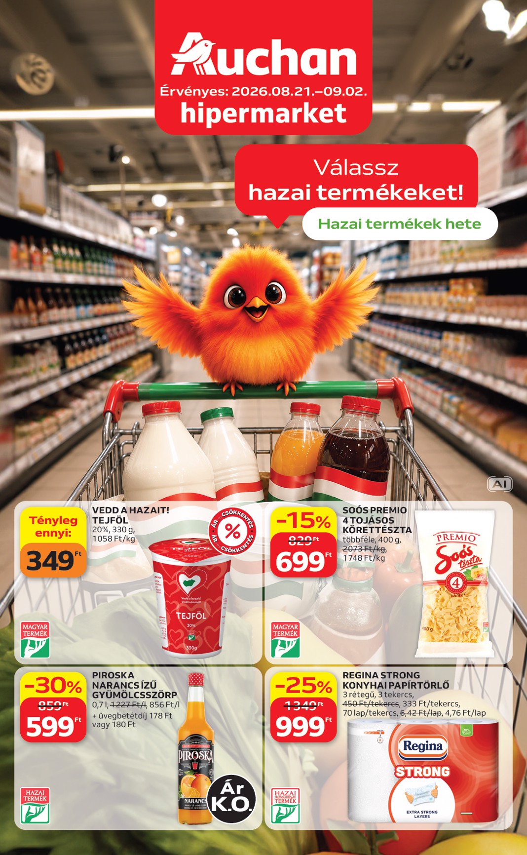 auchan - Auchan - Hazai termék ajánlataink hirdetmény a következő hétre péntektől 2026.08.21.-tól szerdától 2026.09.02.-ig