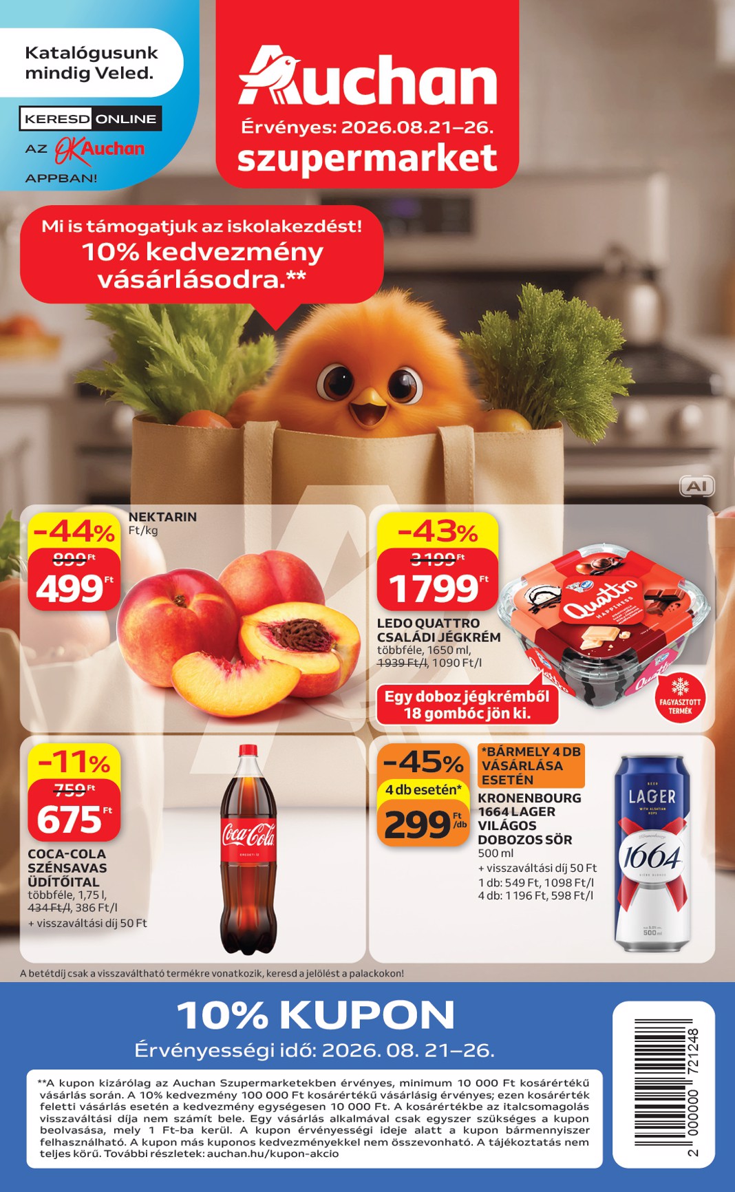 auchan - Auchan szupermarket hirdetmény a következő hétre péntektől 2026.08.21.-tól szerdától 2026.08.26.-ig - page: 1
