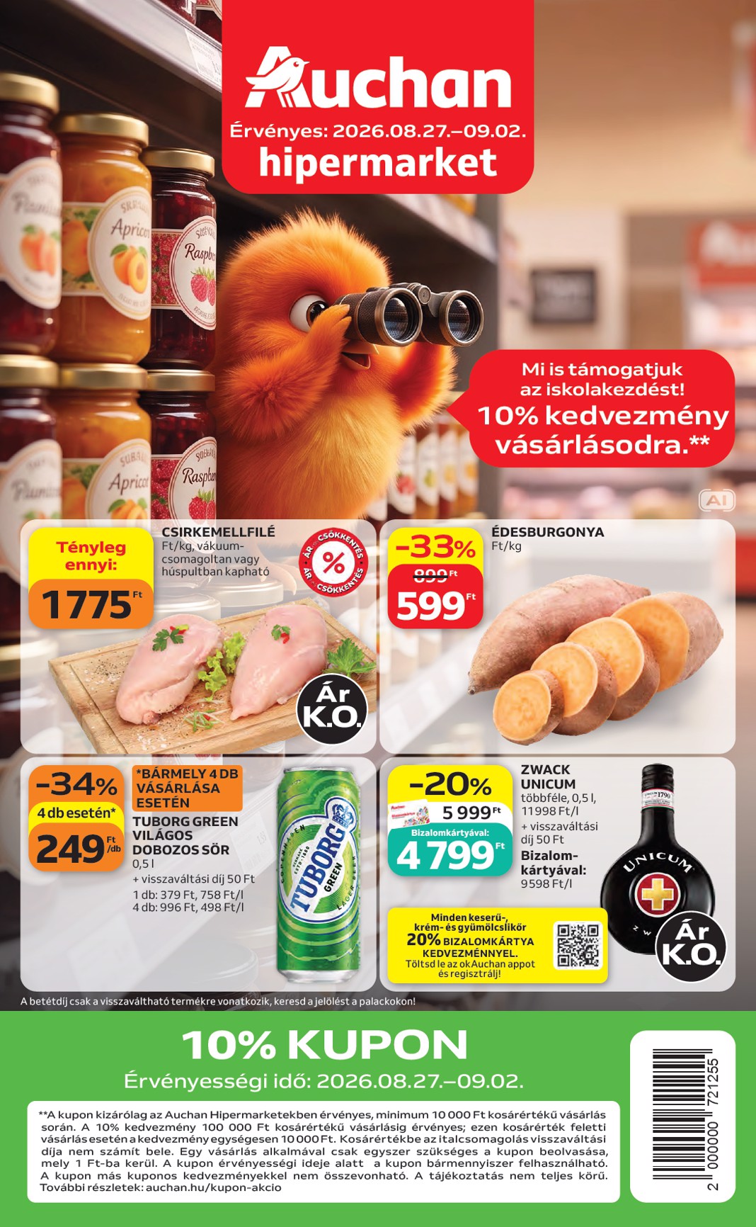 auchan - A jövőbeli Auchan Hipermarket akciós újság csütörtöktől 2026.08.27.-tól szerdától 2026.09.02.-ig érvényes.