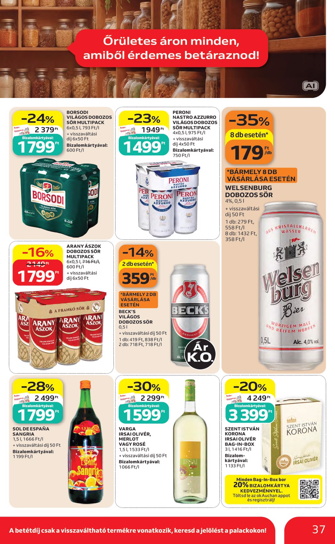auchan - A jövőbeli Auchan Hipermarket akciós újság csütörtöktől 2026.08.27.-tól szerdától 2026.09.02.-ig érvényes. - page: 37