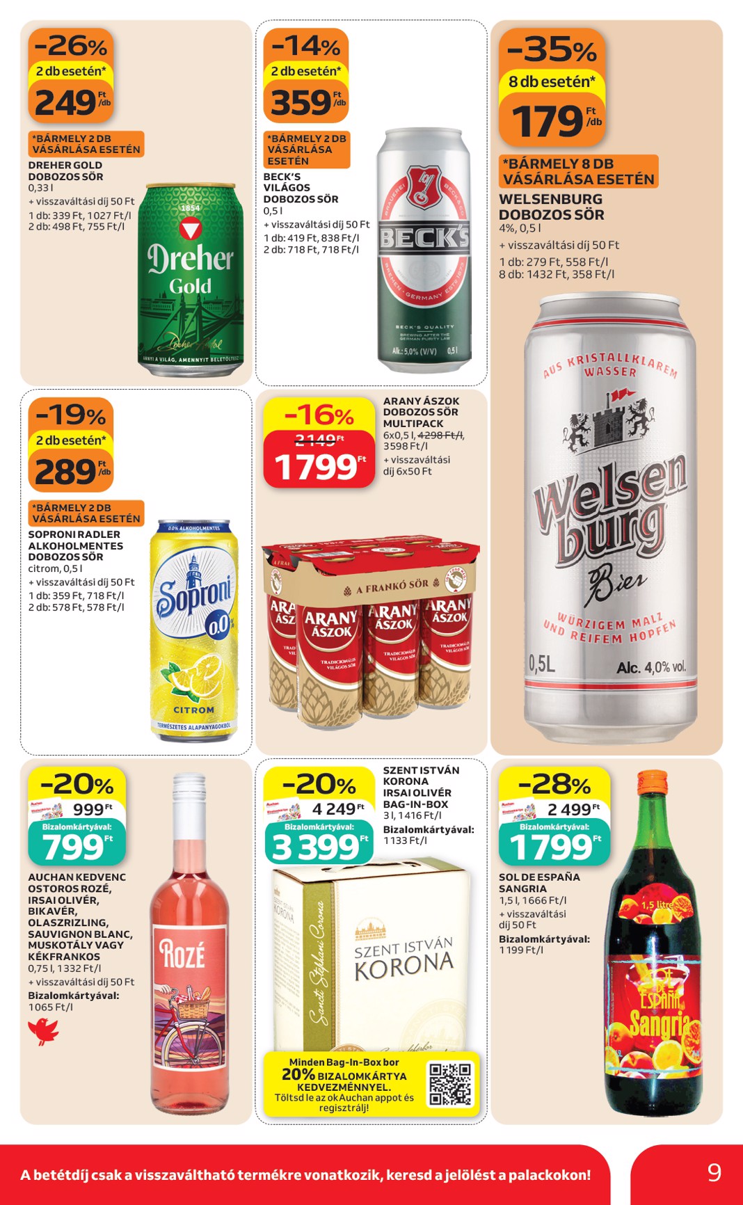 auchan - A jövőbeli Auchan szupermarket akciós újság csütörtöktől 2026.08.27.-tól szerdától 2026.09.02.-ig érvényes. - page: 9