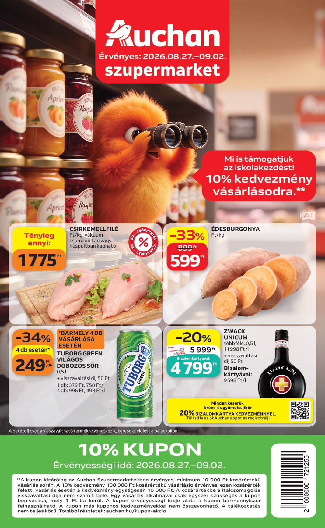 auchan - A jövőbeli Auchan szupermarket akciós újság csütörtöktől 2026.08.27.-tól szerdától 2026.09.02.-ig érvényes. - page: 1