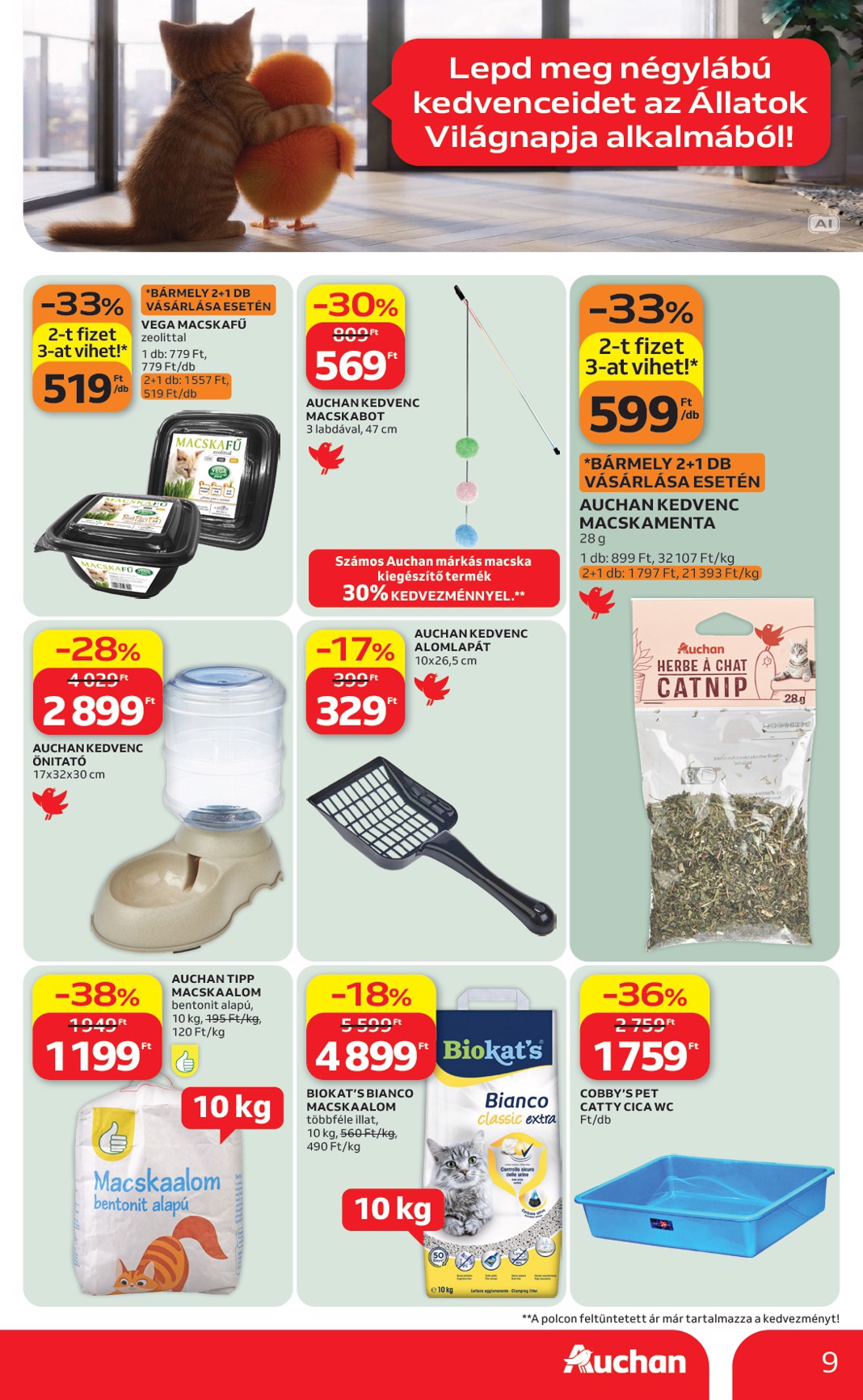 auchan - A jövőbeli Auchan Hipermarket - Állatvilág ajánlataink akciós újság csütörtöktől 2026.09.24.-tól szerdától 2026.10.07.-ig érvényes. - page: 9