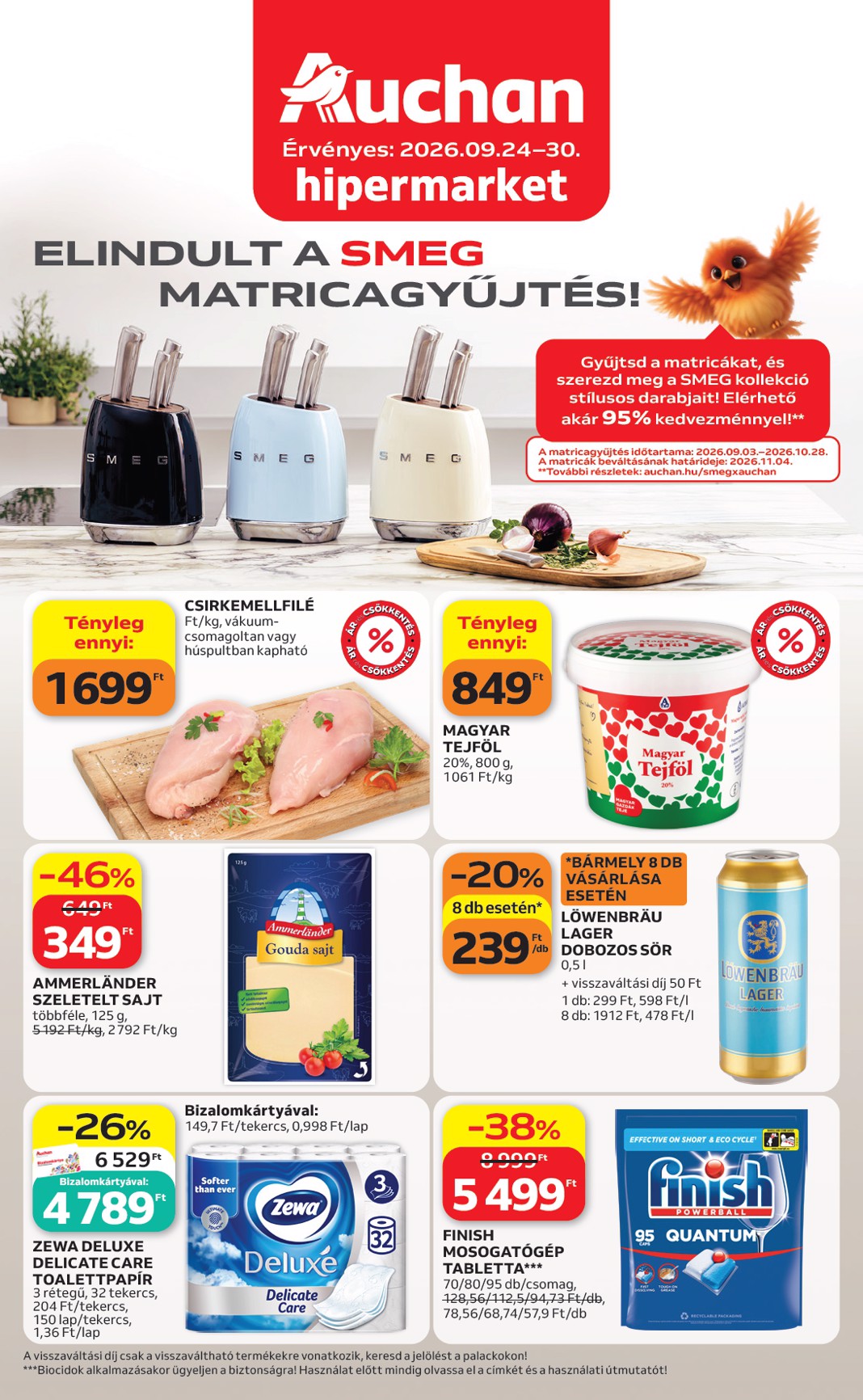 auchan - A jövőbeli Auchan Hipermarket akciós újság csütörtöktől 2026.09.24.-tól szerdától 2026.09.30.-ig érvényes.