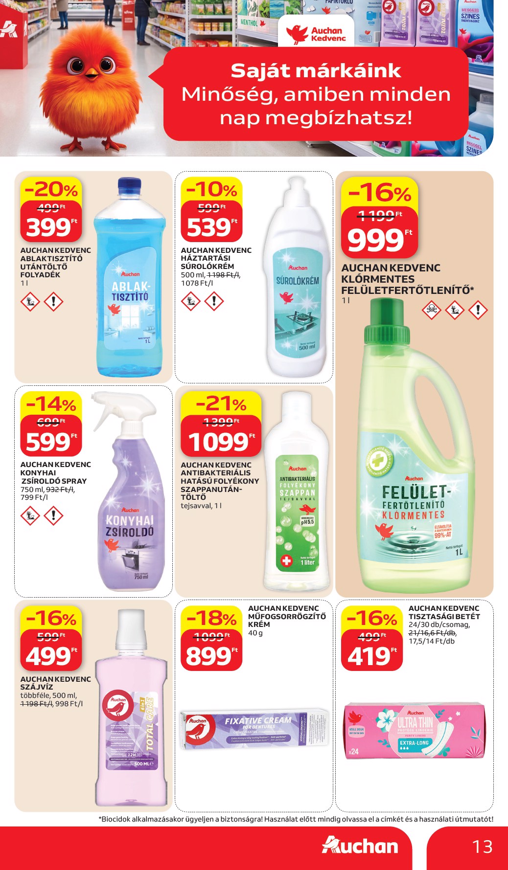 auchan - A jövőbeli Auchan Hipermarket - Sajátmárkás ajánlataink akciós újság csütörtöktől 2026.10.15.-tól szerdától 2026.10.28.-ig érvényes. - page: 13