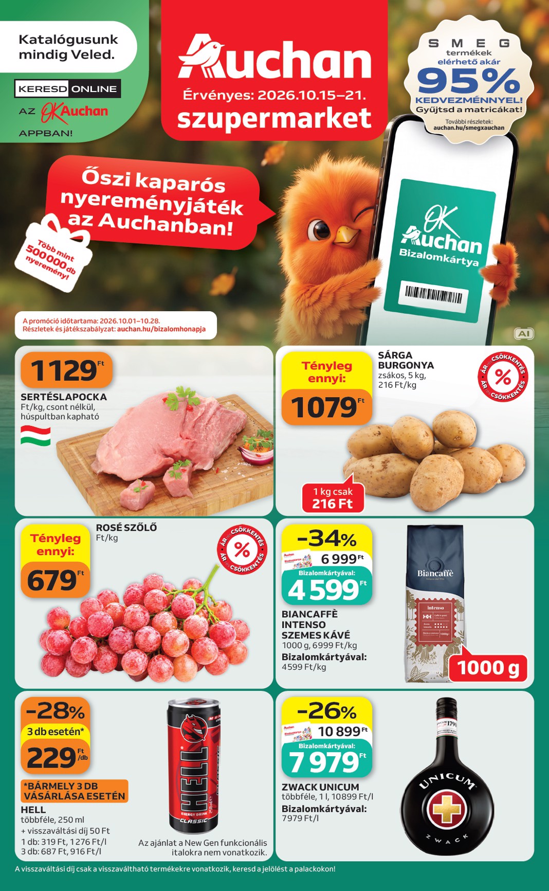 auchan - A jövőbeli Auchan szupermarket akciós újság csütörtöktől 2026.10.15.-tól szerdától 2026.10.21.-ig érvényes.