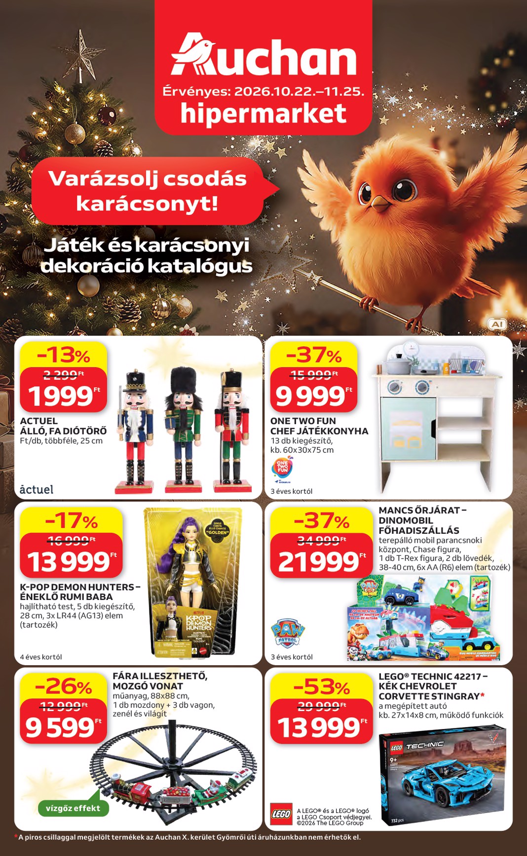 auchan - A jövőbeli Auchan Hipermarket akciós újság csütörtöktől 2026.10.22.-tól szerdától 2026.11.25.-ig érvényes.