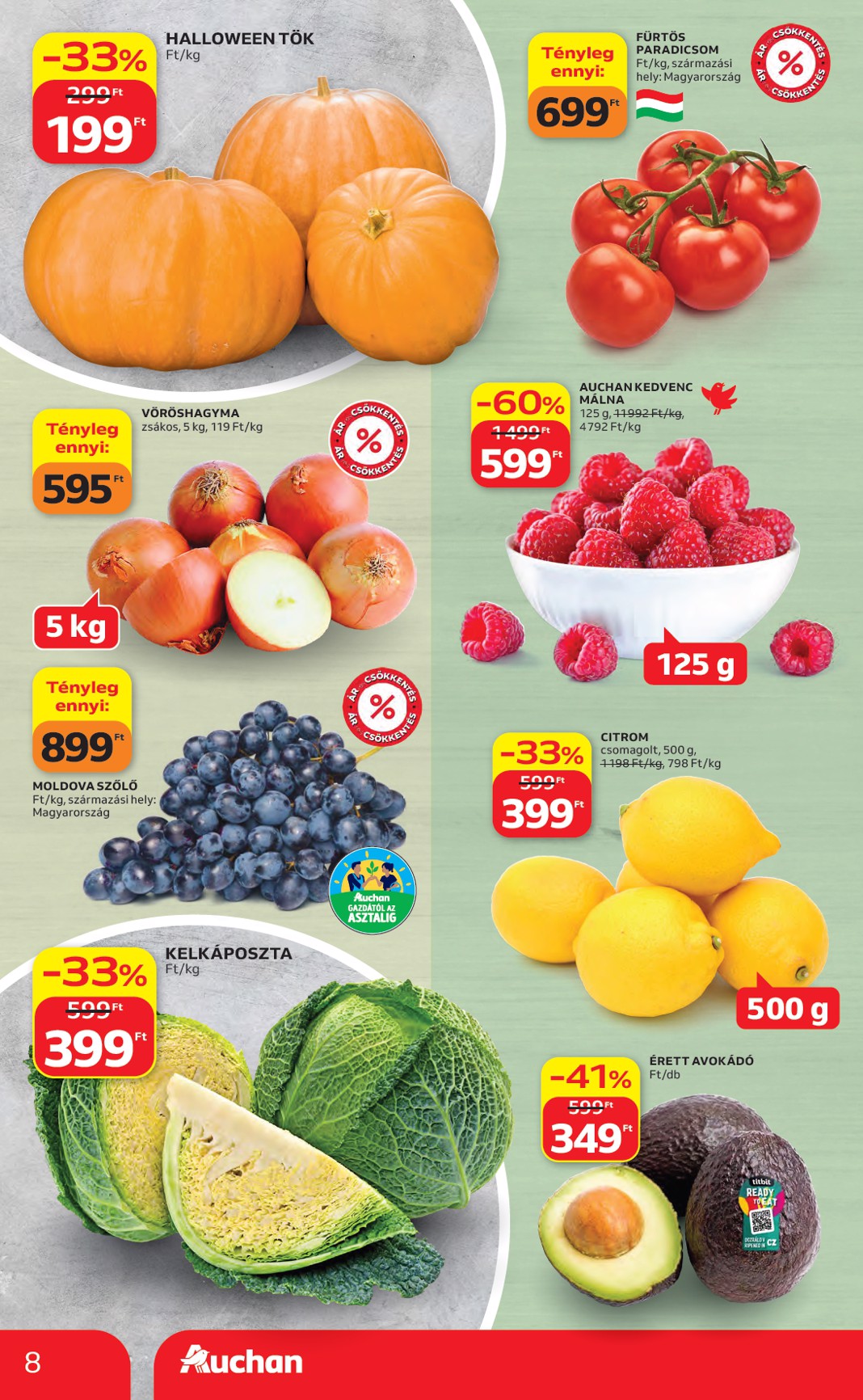 auchan - A jövőbeli Auchan Hipermarket akciós újság csütörtöktől 2026.10.22.-tól szerdától 2026.10.28.-ig érvényes. - page: 8