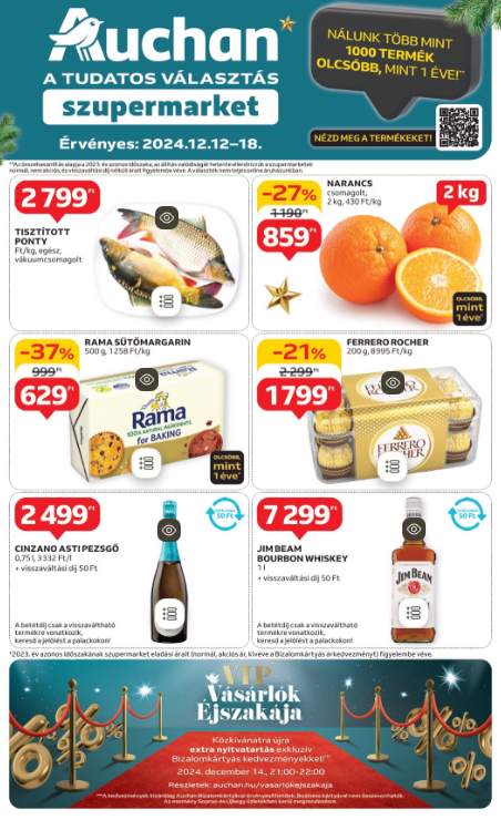 auchan - Auchan szupermarket akciós újság, érvényes 12.12. - 12.18.