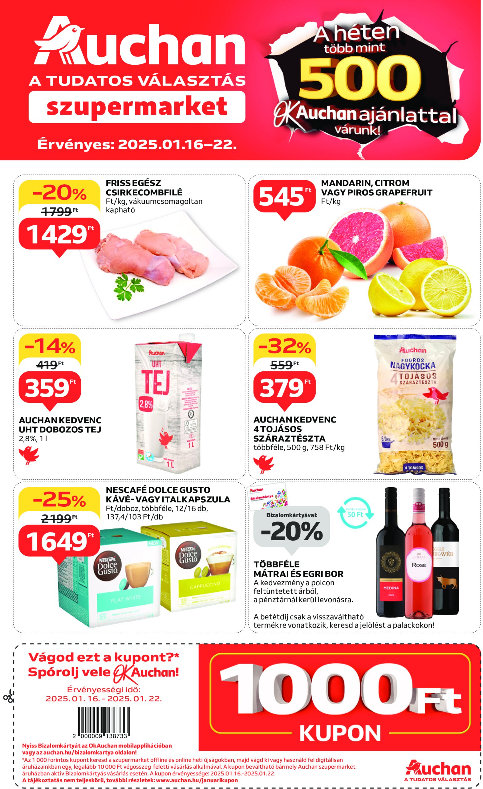 auchan - Auchan szupermarket akciós újság, érvényes 01.16. - 01.22.