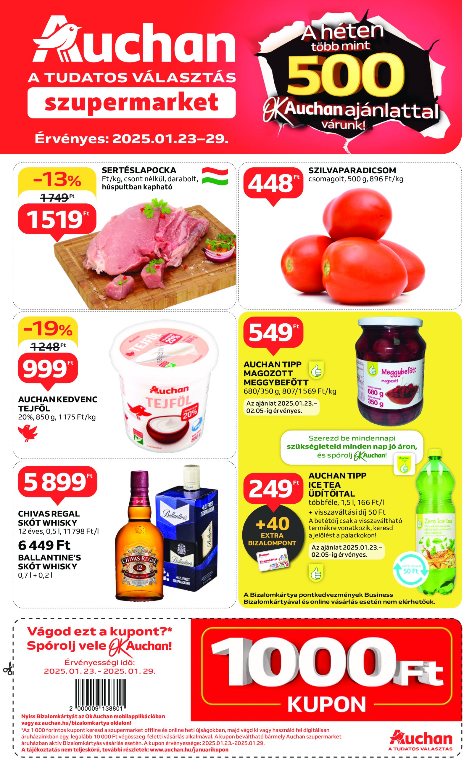 auchan - Auchan szupermarket akciós újság, érvényes 01.23. - 01.29. - page: 1