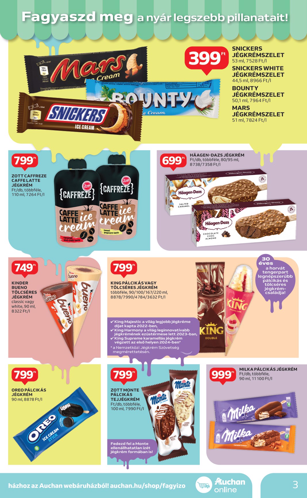 auchan - Auchan - Jégkrém ajánlataink - Hipermarket akciós újság, érvényes 04.24. - 05.21. - page: 3