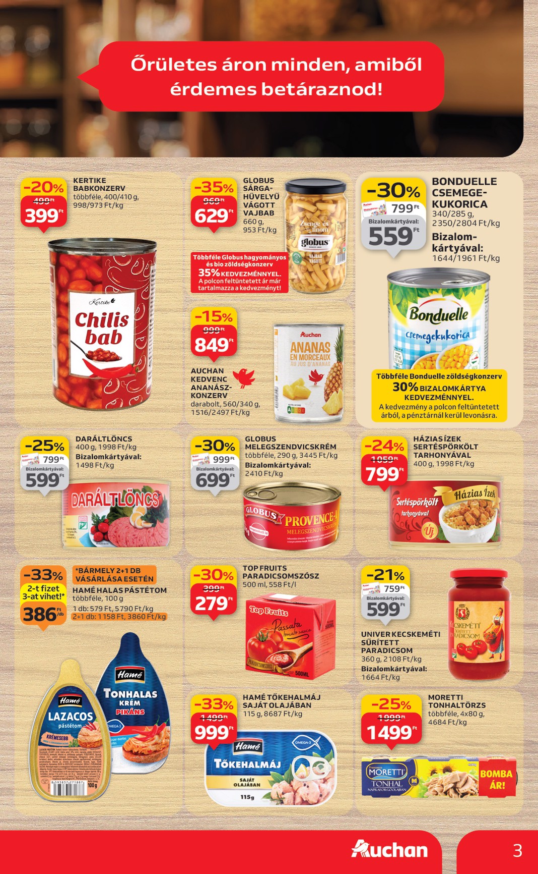 auchan - Auchan Hipermarket - Töltsd fel a spájzod! akciós újság, érvényes 08.28. - 09.10. - page: 3